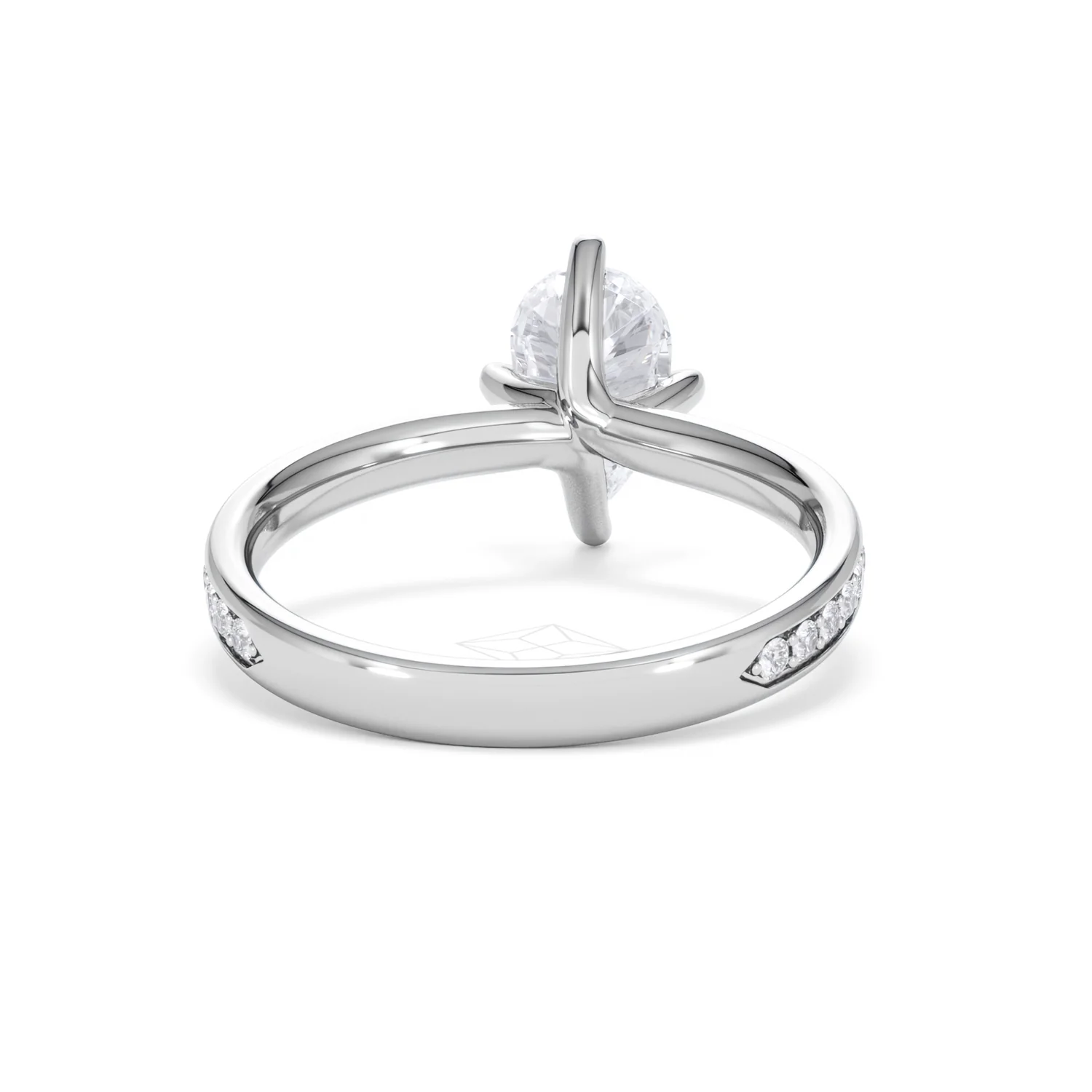 Origin Twist 1.00ct Pear Cut Lab Diamond Solitaire Engagement Ring with Side Stones in 18K White Gold - Image 45