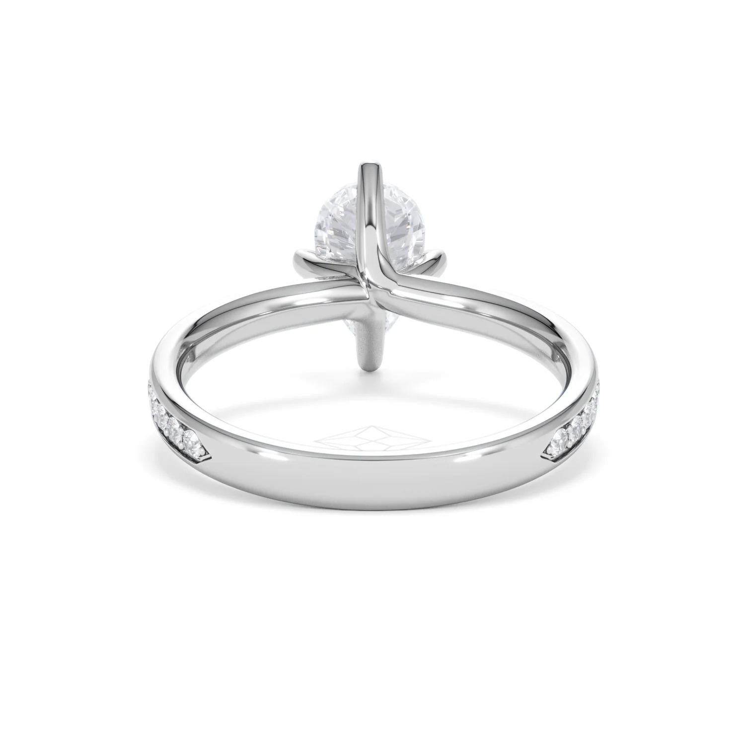 Origin Twist 1.00ct Pear Cut Lab Diamond Solitaire Engagement Ring with Side Stones in 18K White Gold - Image 47