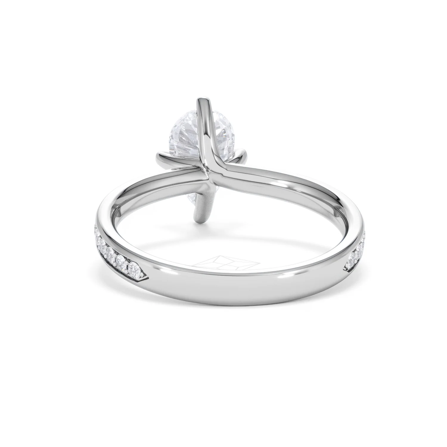 Origin Twist 1.00ct Pear Cut Lab Diamond Solitaire Engagement Ring with Side Stones in 18K White Gold - Image 49