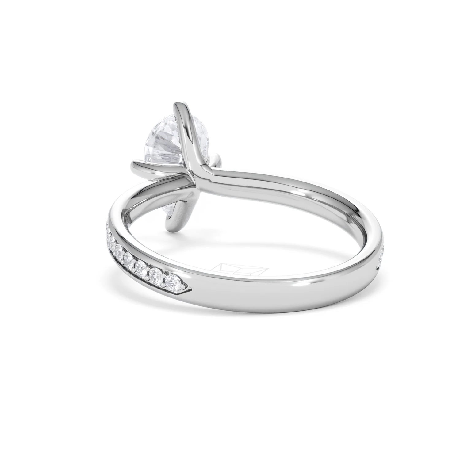 Origin Twist 1.00ct Pear Cut Lab Diamond Solitaire Engagement Ring with Side Stones in 18K White Gold - Image 52