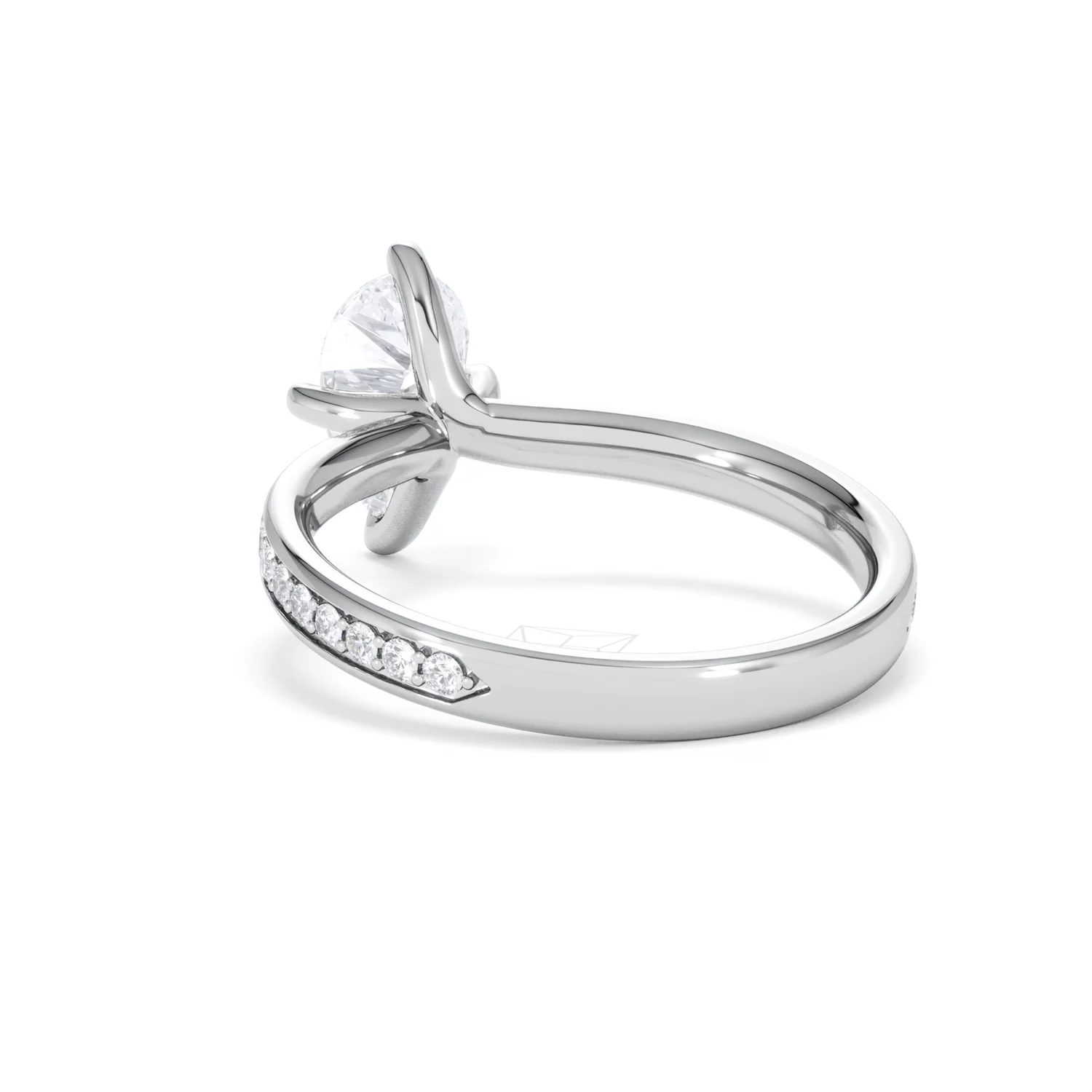 Origin Twist 1.00ct Pear Cut Lab Diamond Solitaire Engagement Ring with Side Stones in 18K White Gold - Image 53