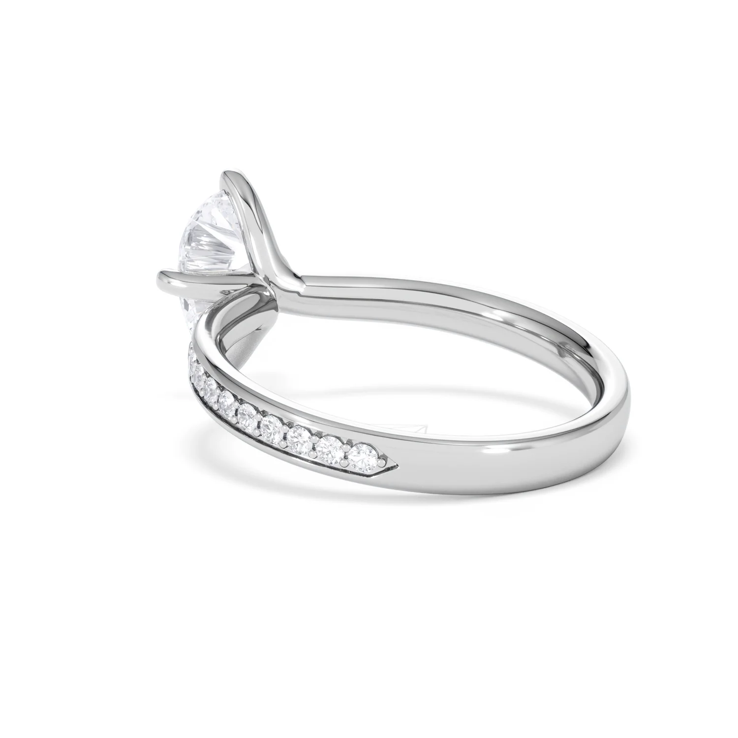 Origin Twist 1.00ct Pear Cut Lab Diamond Solitaire Engagement Ring with Side Stones in 18K White Gold - Image 56