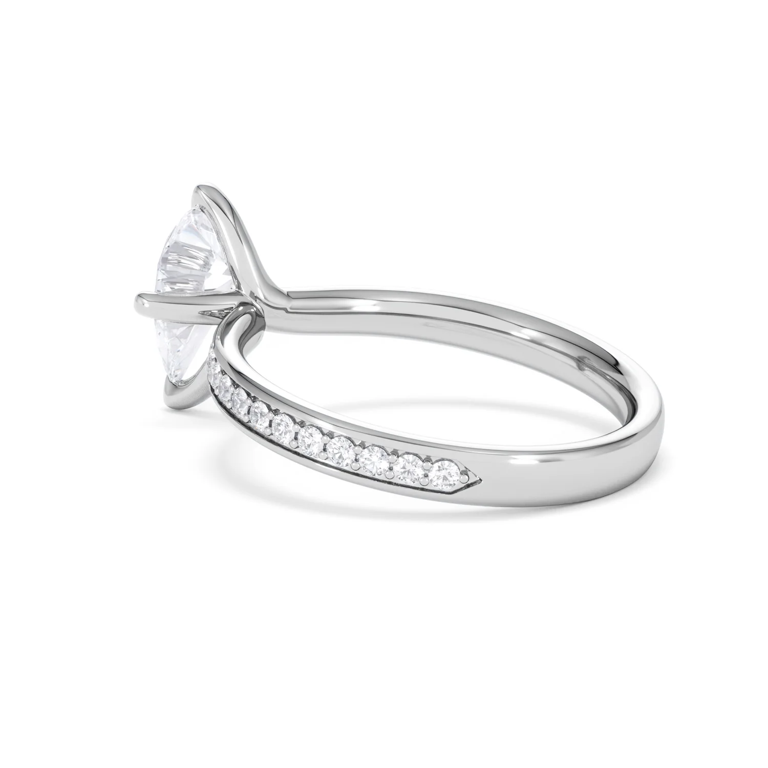 Origin Twist 1.00ct Pear Cut Lab Diamond Solitaire Engagement Ring with Side Stones in 18K White Gold - Image 59