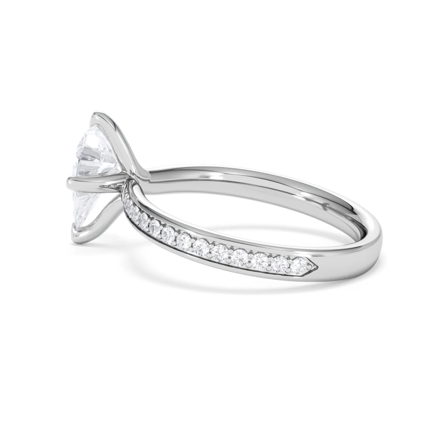 Origin Twist 1.00ct Pear Cut Lab Diamond Solitaire Engagement Ring with Side Stones in 18K White Gold - Image 63