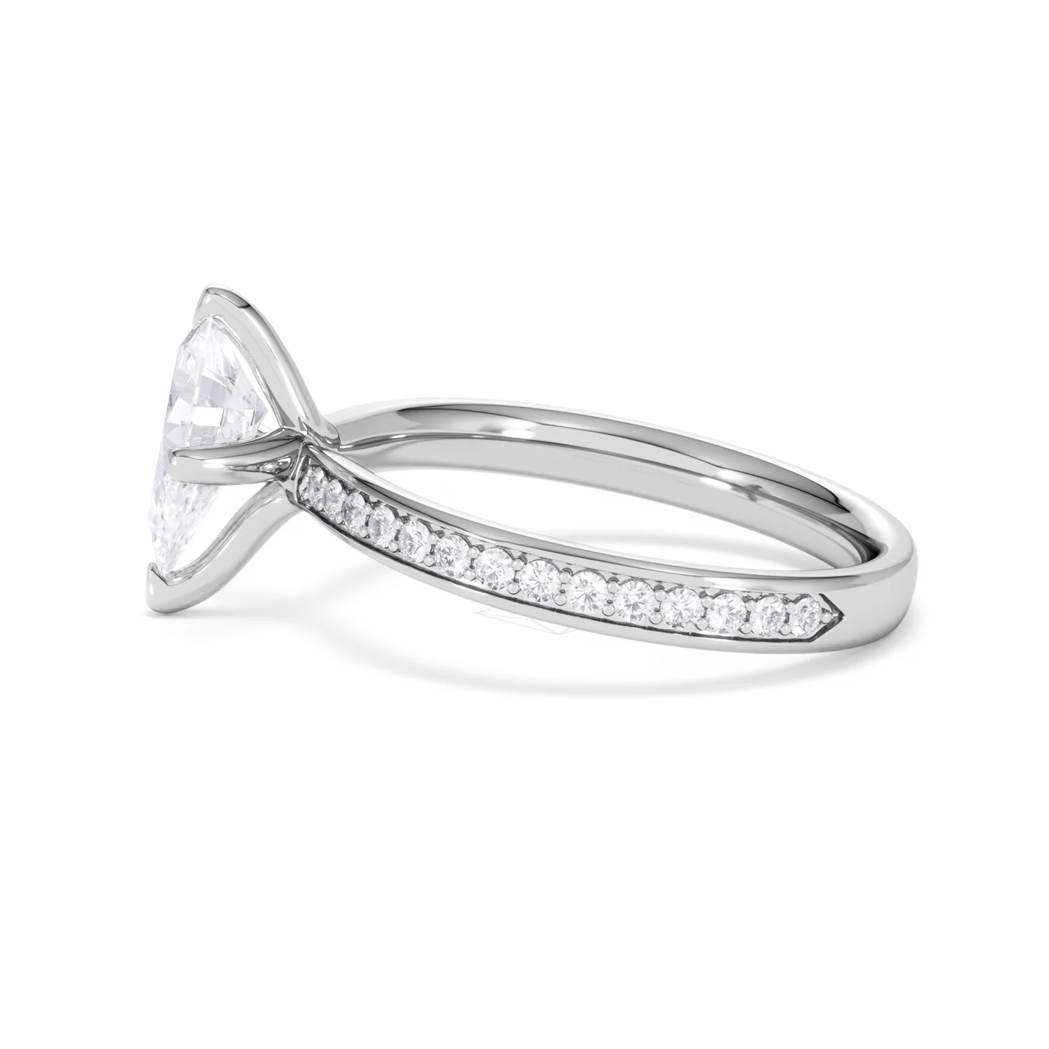 Origin Twist 1.00ct Pear Cut Lab Diamond Solitaire Engagement Ring with Side Stones in 18K White Gold - Image 67