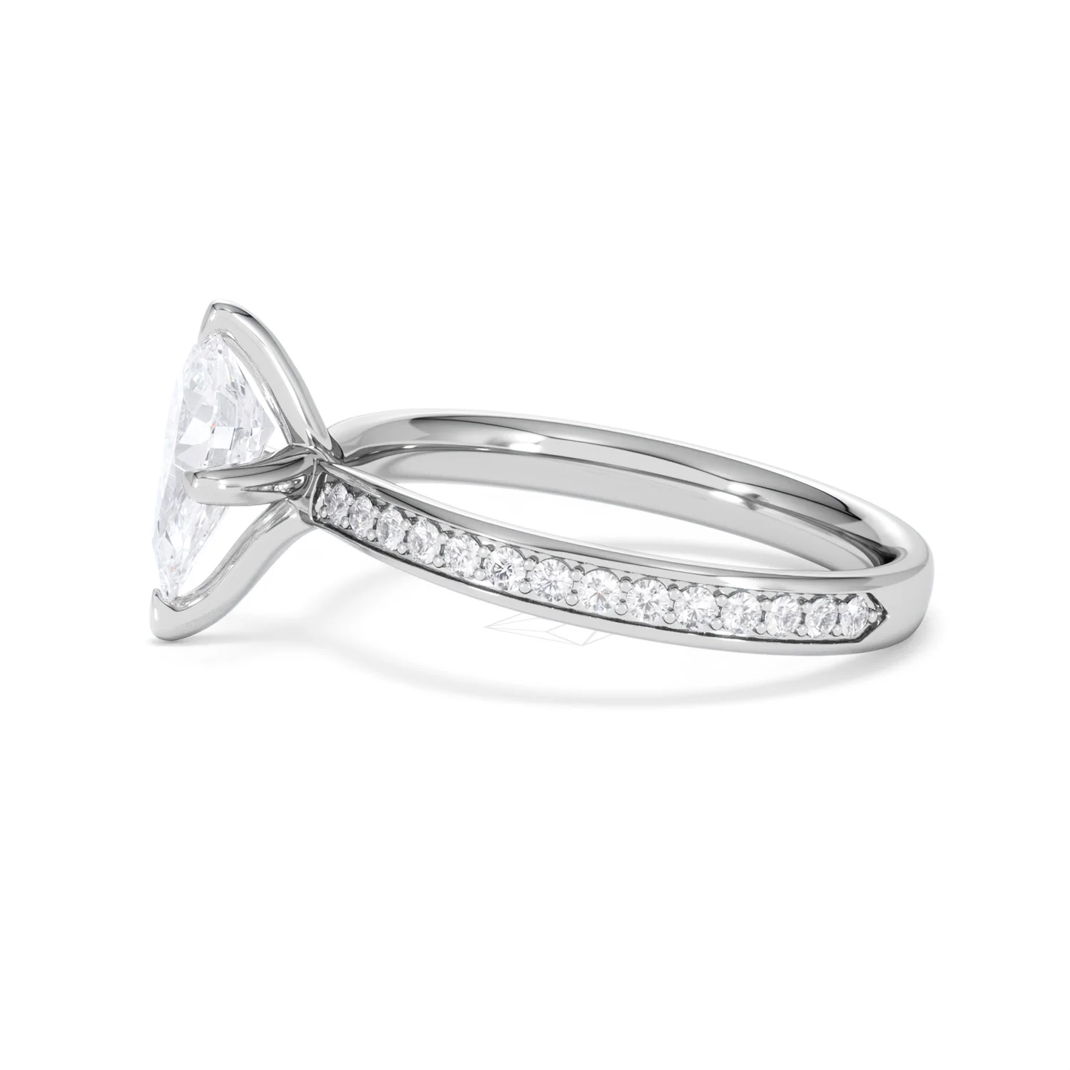 Origin Twist 1.00ct Pear Cut Lab Diamond Solitaire Engagement Ring with Side Stones in 18K White Gold - Image 69