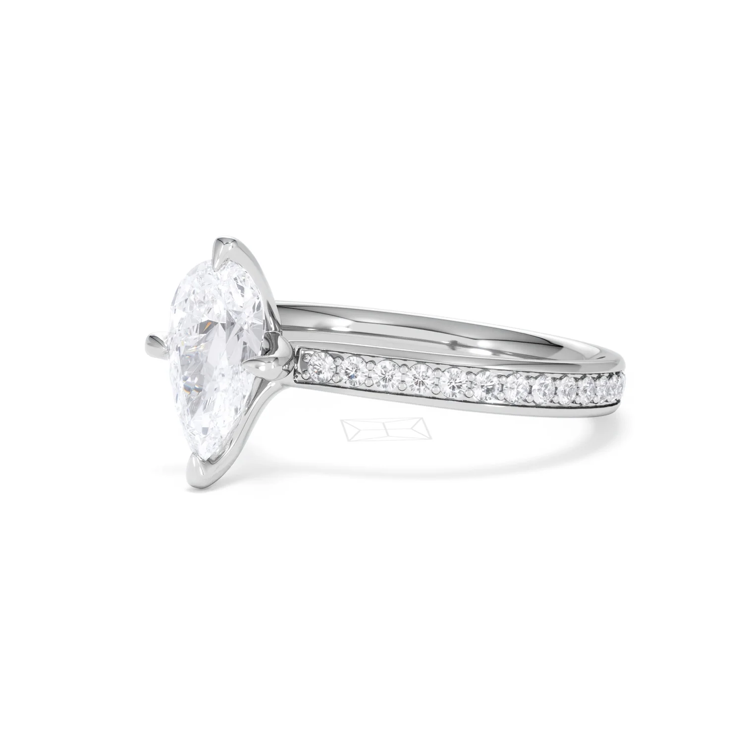 Origin Twist 1.00ct Pear Cut Lab Diamond Solitaire Engagement Ring with Side Stones in 18K White Gold - Image 78