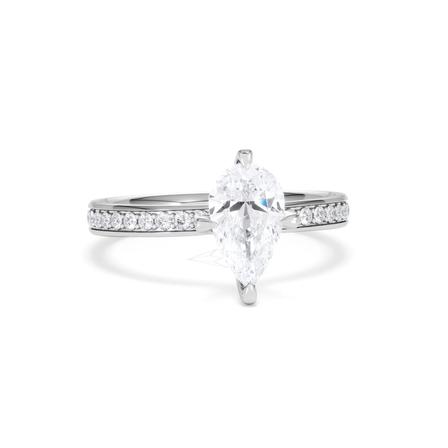 Origin Twist 1.00ct Pear Cut Lab Diamond Solitaire Engagement Ring with Side Stones in 18K White Gold - Image 11