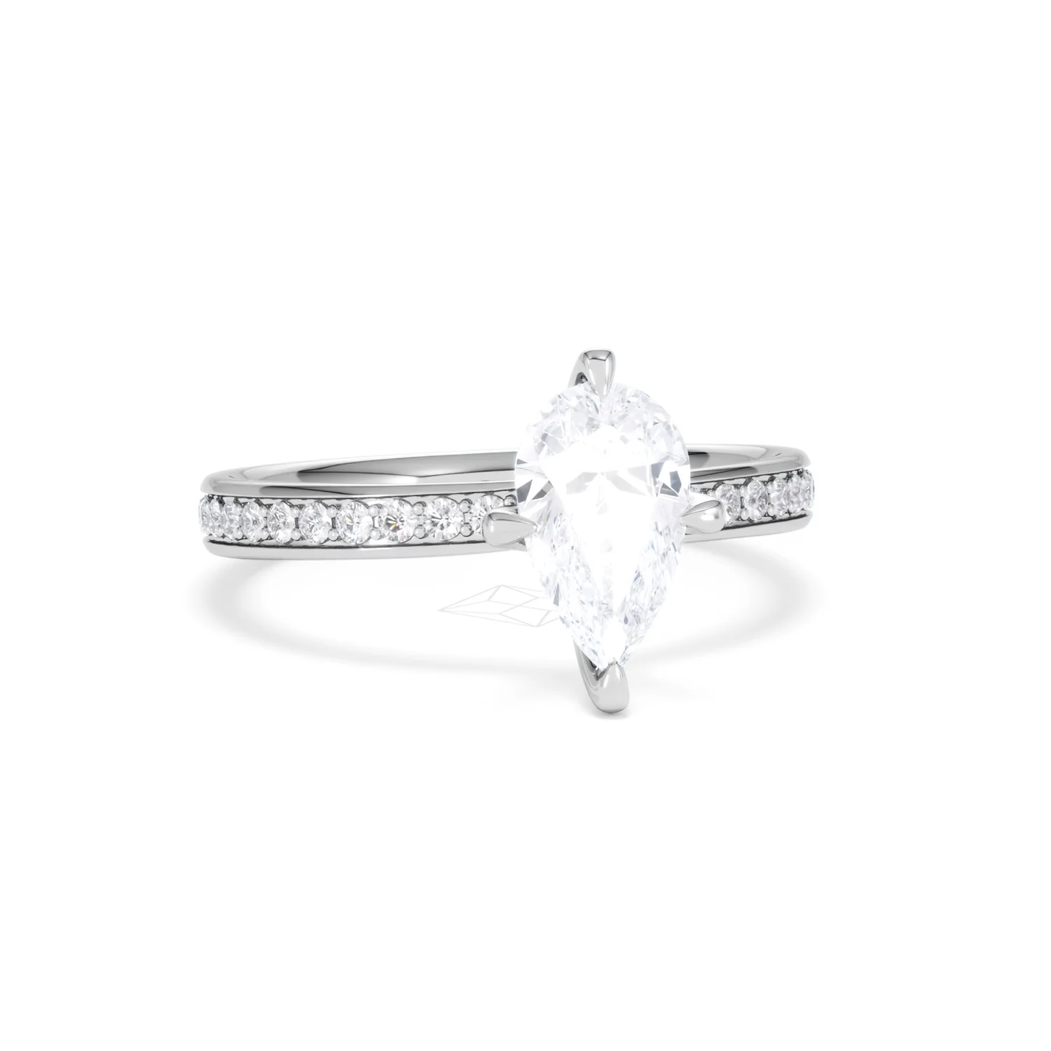 Origin Twist 1.00ct Pear Cut Lab Diamond Solitaire Engagement Ring with Side Stones in 18K White Gold - Image 12