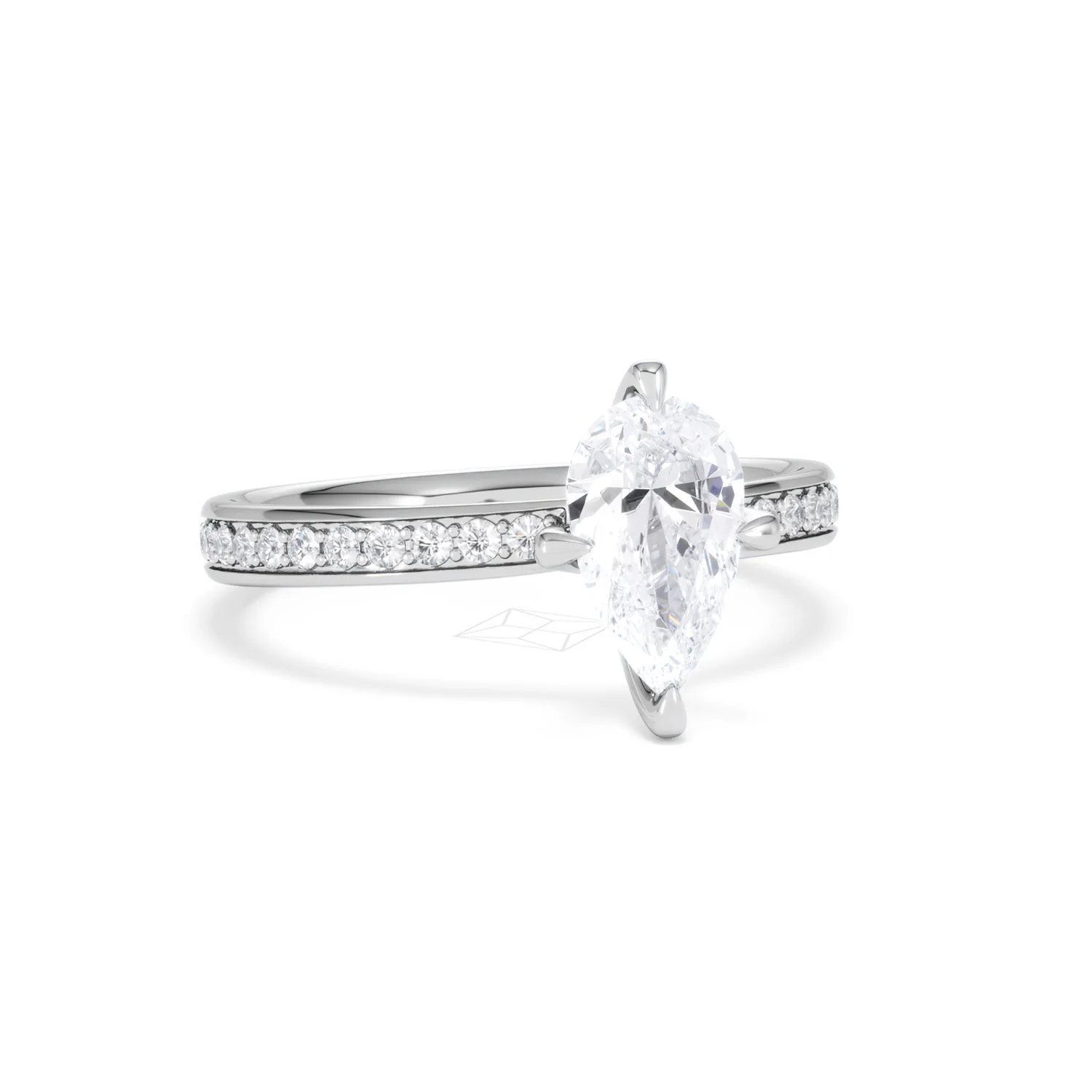 Origin Twist 1.00ct Pear Cut Lab Diamond Solitaire Engagement Ring with Side Stones in 18K White Gold - Image 14