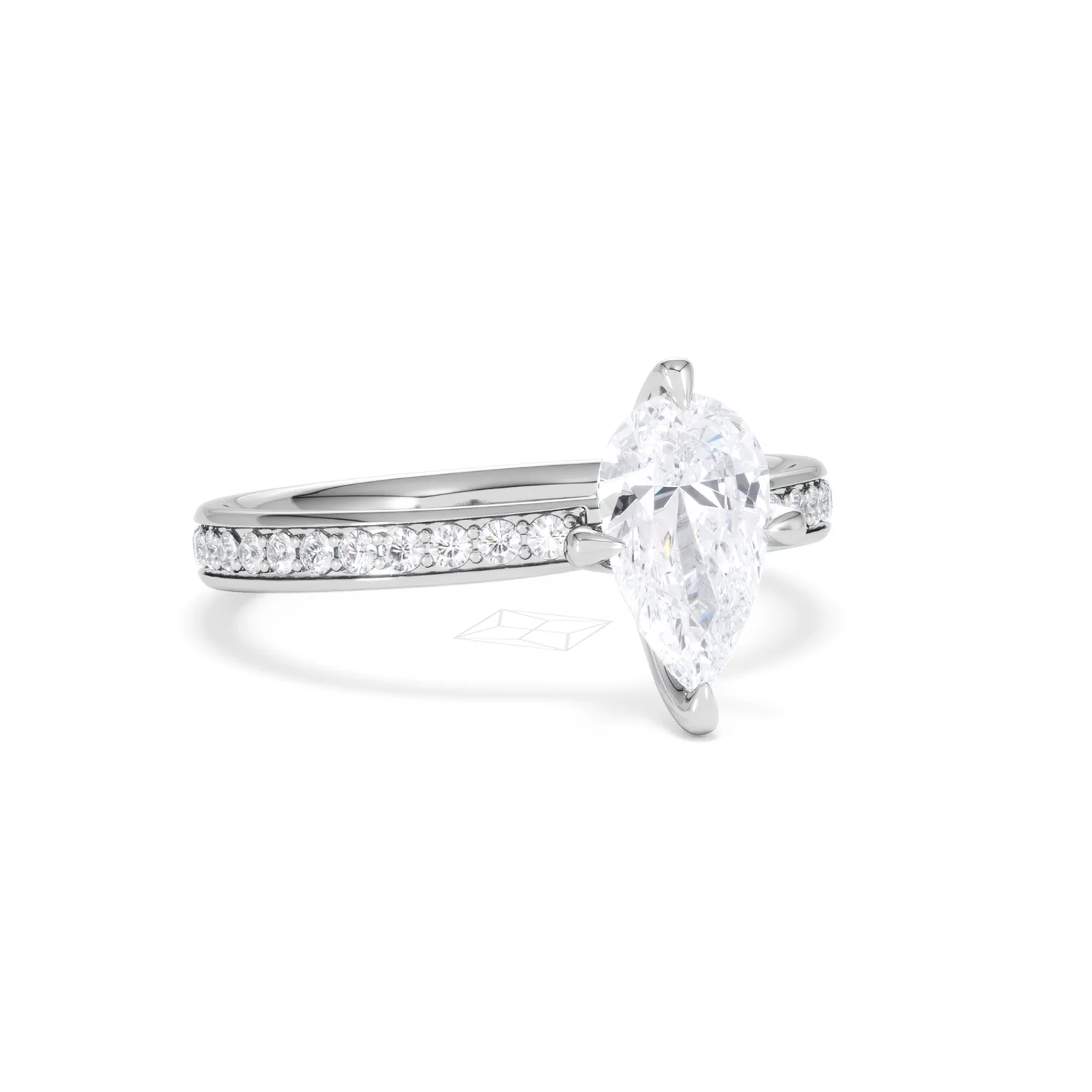 Origin Twist 1.00ct Pear Cut Lab Diamond Solitaire Engagement Ring with Side Stones in 18K White Gold - Image 16