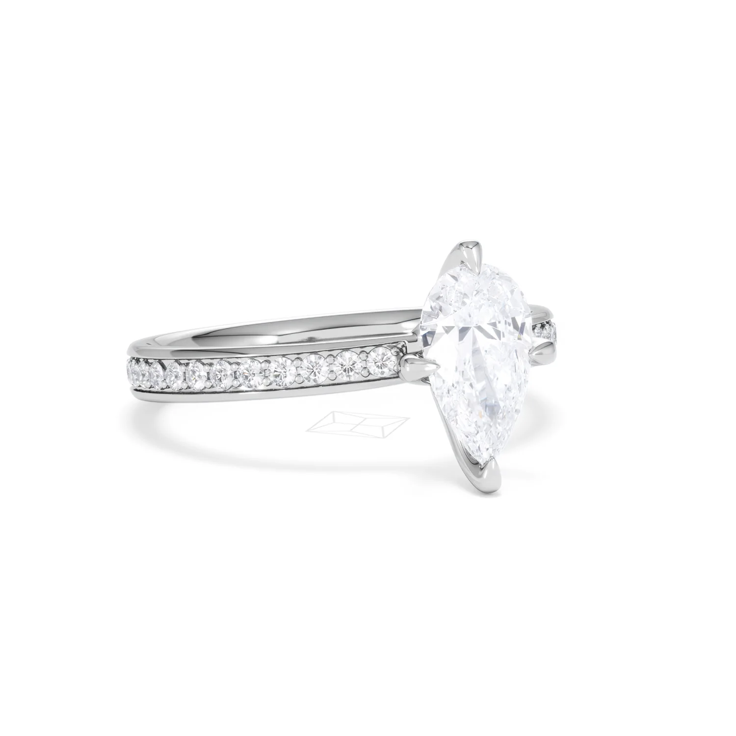 Origin Twist 1.00ct Pear Cut Lab Diamond Solitaire Engagement Ring with Side Stones in 18K White Gold - Image 18