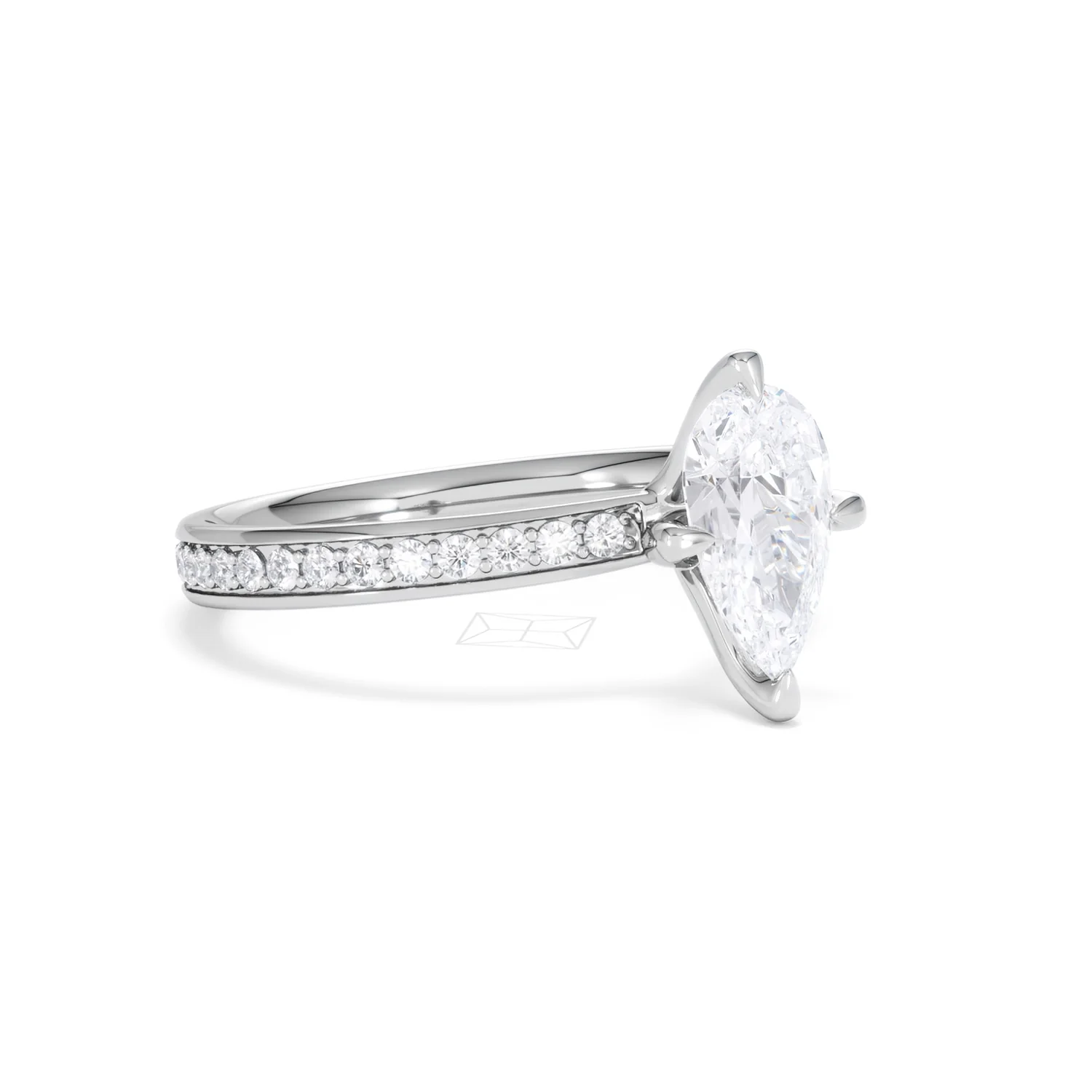 Origin Twist 1.00ct Pear Cut Lab Diamond Solitaire Engagement Ring with Side Stones in 18K White Gold - Image 22