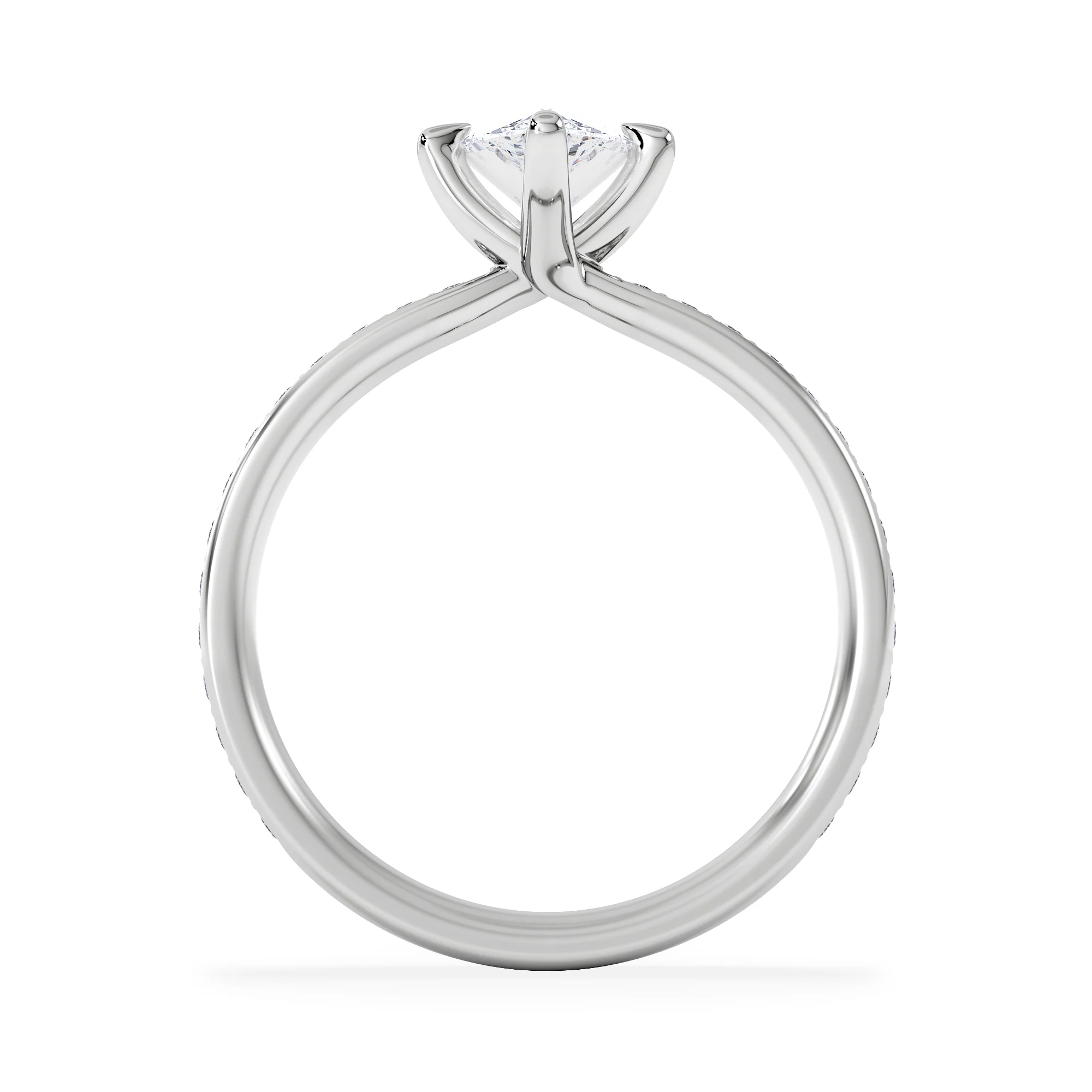 Origin Twist 1.00ct Pear Cut Lab Diamond Solitaire Engagement Ring with Side Stones in 18K White Gold - Image 3