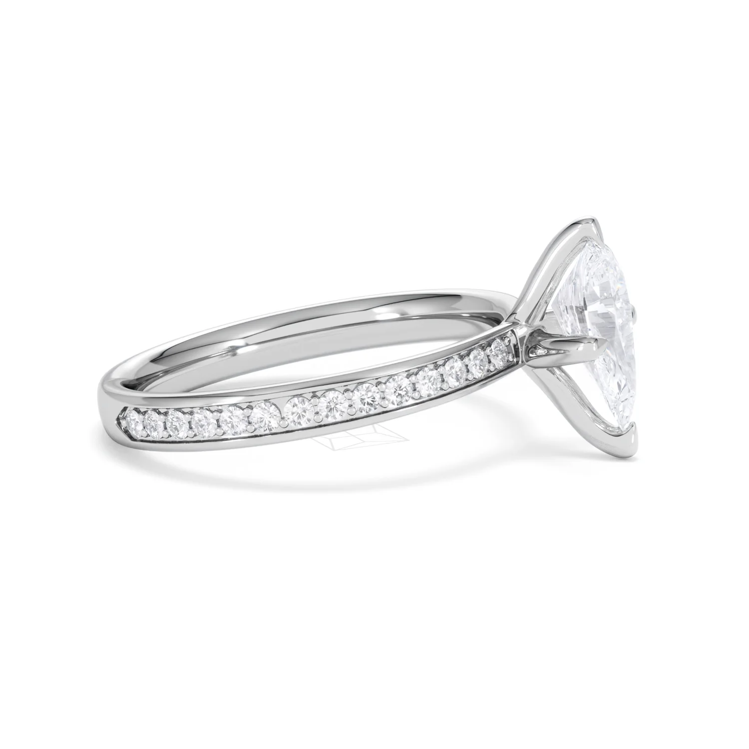 Origin Twist 1.00ct Pear Cut Lab Diamond Solitaire Engagement Ring with Side Stones in 18K White Gold - Image 39