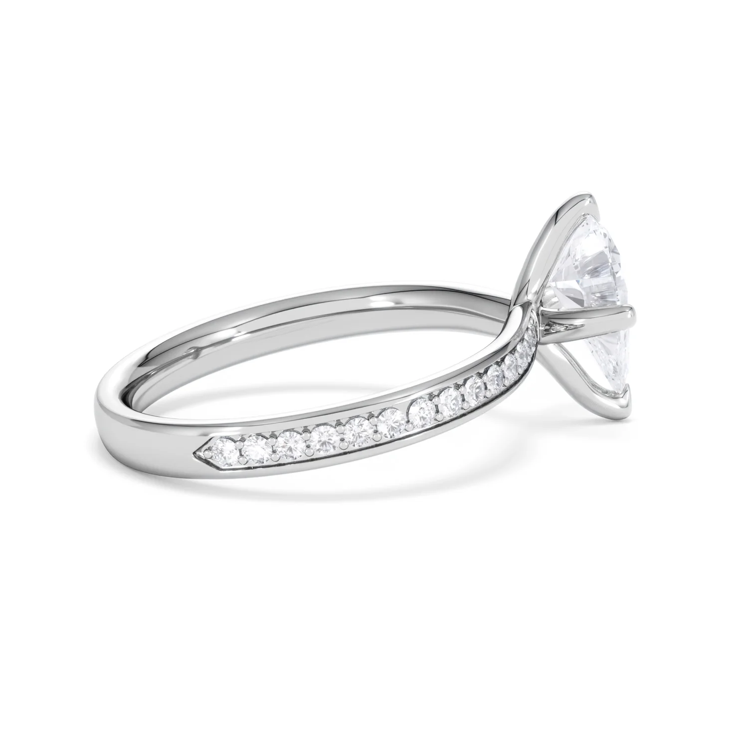 Origin Twist 1.00ct Pear Cut Lab Diamond Solitaire Engagement Ring with Side Stones in 18K White Gold - Image 52