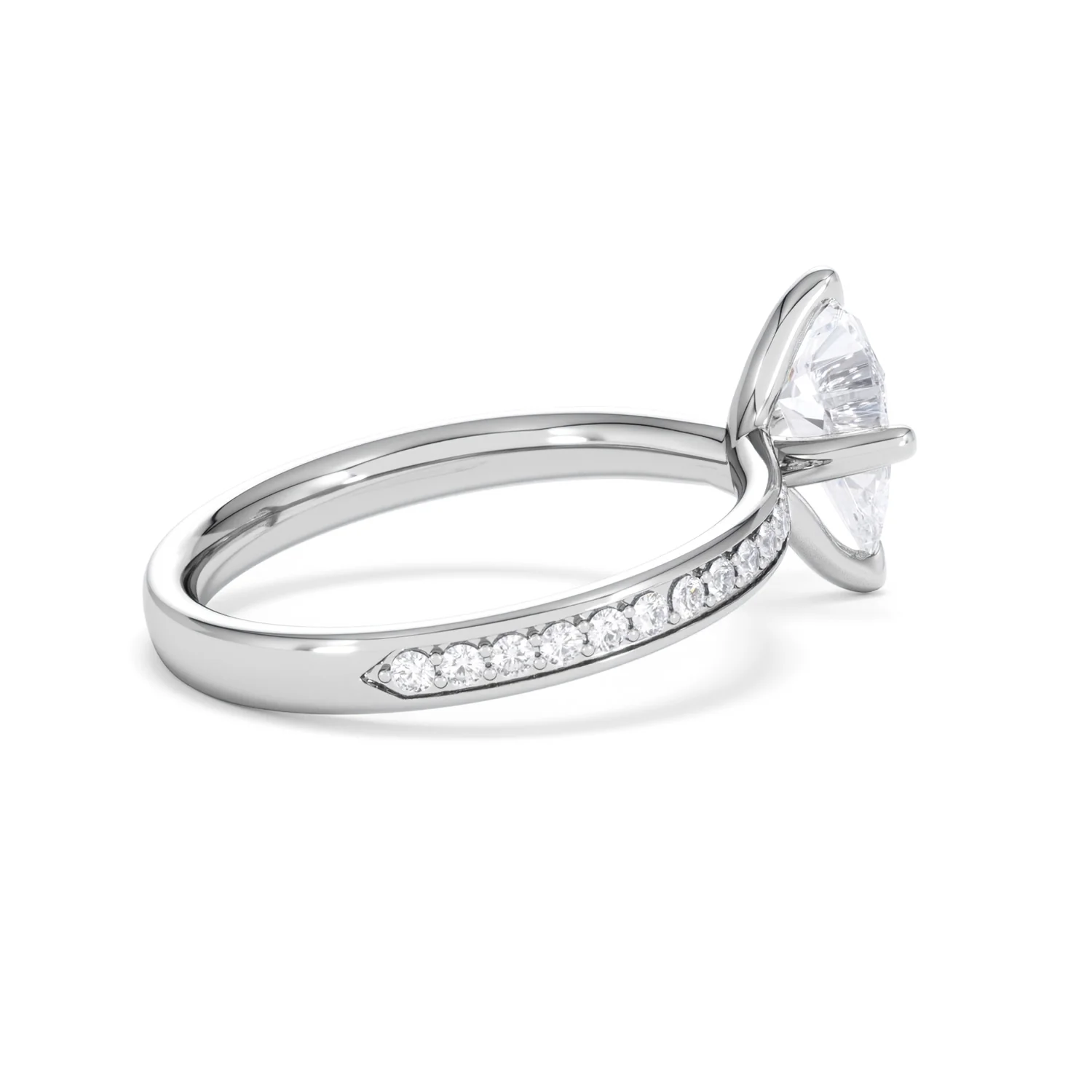 Origin Twist 1.00ct Pear Cut Lab Diamond Solitaire Engagement Ring with Side Stones in 18K White Gold - Image 59