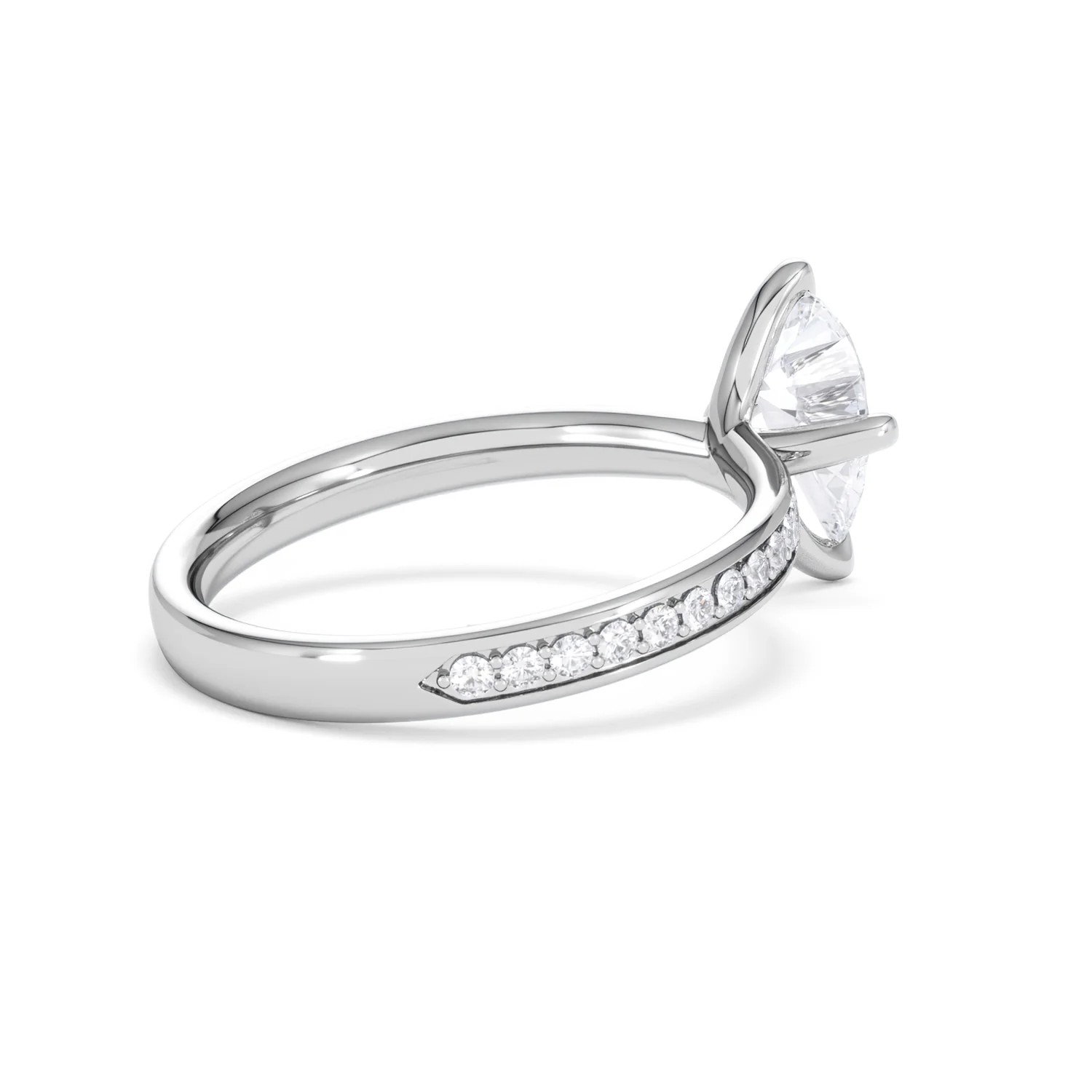 Origin Twist 1.00ct Pear Cut Lab Diamond Solitaire Engagement Ring with Side Stones in 18K White Gold - Image 62