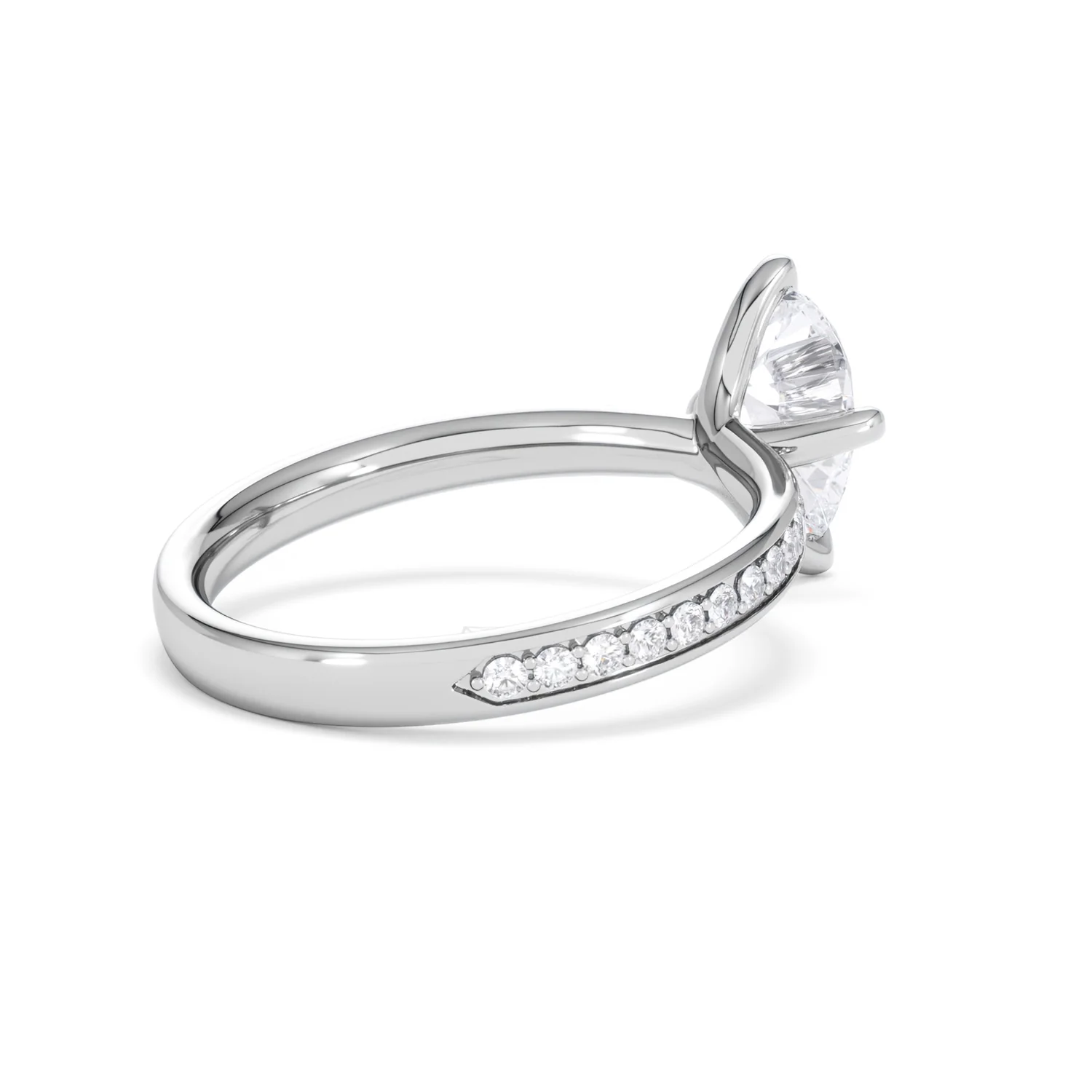 Origin Twist 1.00ct Pear Cut Lab Diamond Solitaire Engagement Ring with Side Stones in 18K White Gold - Image 64