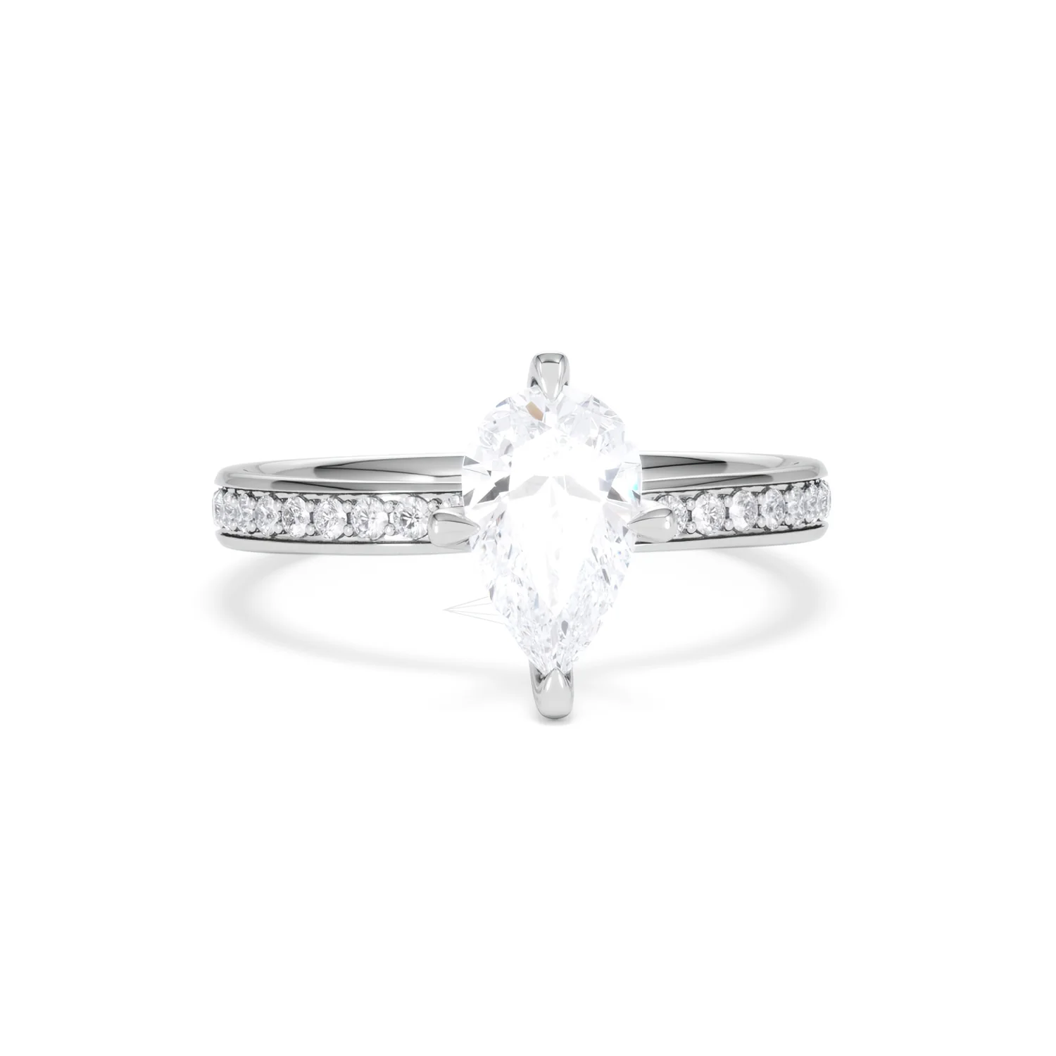 Origin Twist 1.00ct Pear Cut Lab Diamond Solitaire Engagement Ring with Side Stones in 18K White Gold - Image 9