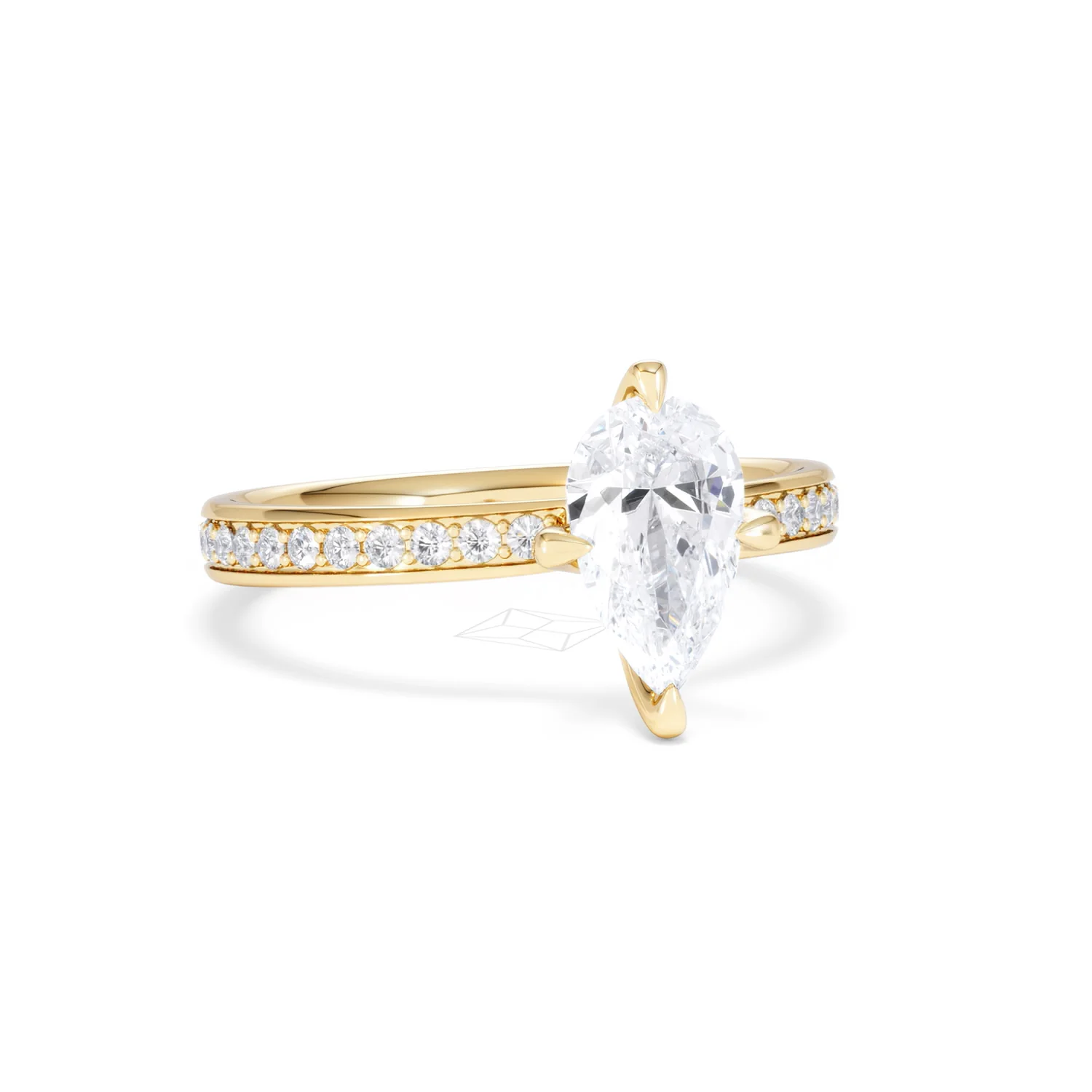 Origin Twist 1.00ct Pear Cut Lab Diamond Solitaire Engagement Ring with Side Stones in 18K Yellow Gold - Image 11