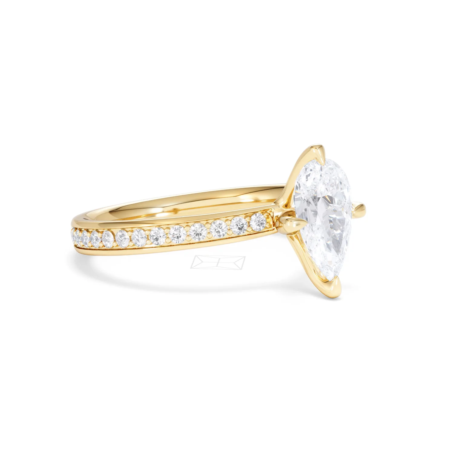Origin Twist 1.00ct Pear Cut Lab Diamond Solitaire Engagement Ring with Side Stones in 18K Yellow Gold - Image 16
