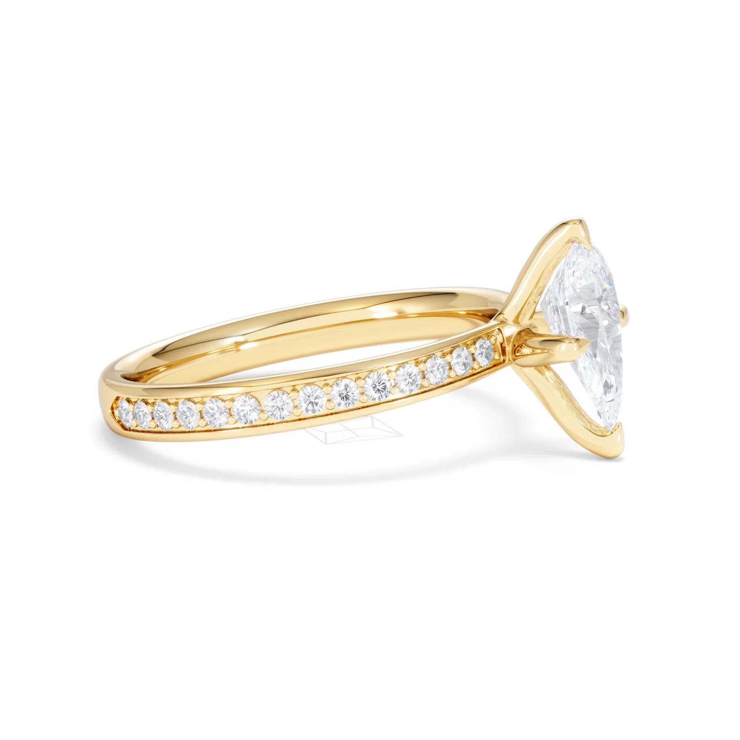 Origin Twist 1.00ct Pear Cut Lab Diamond Solitaire Engagement Ring with Side Stones in 18K Yellow Gold - Image 22