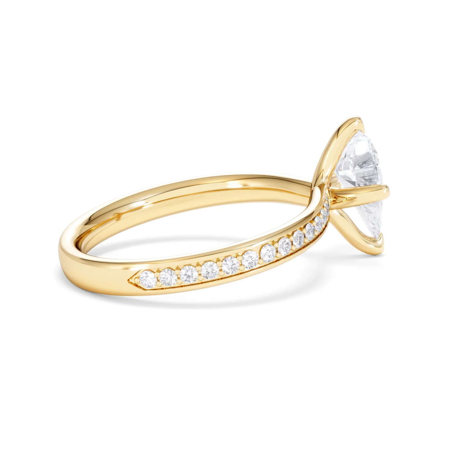 Origin Twist 1.00ct Pear Cut Lab Diamond Solitaire Engagement Ring with Side Stones in 18K Yellow Gold - Image 31