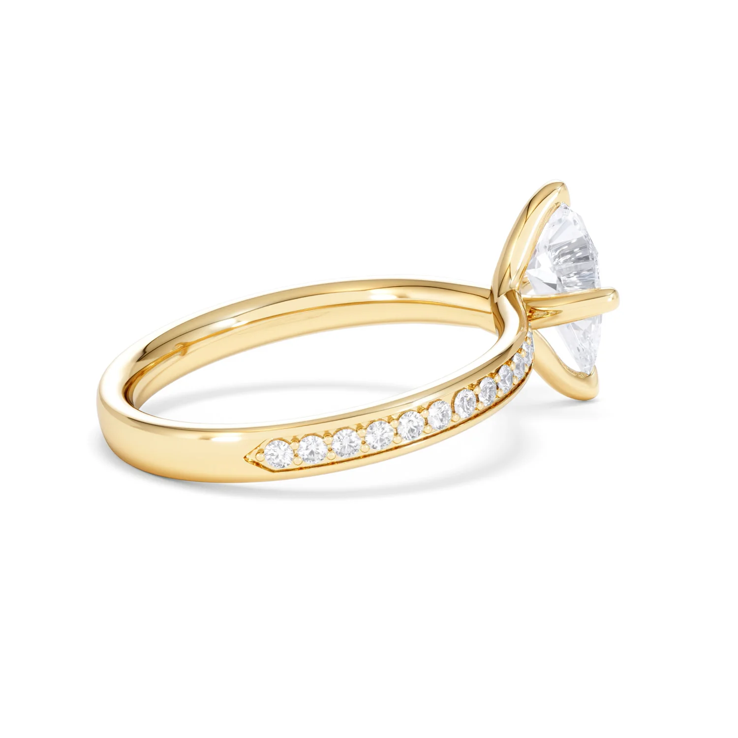 Origin Twist 1.00ct Pear Cut Lab Diamond Solitaire Engagement Ring with Side Stones in 18K Yellow Gold - Image 33