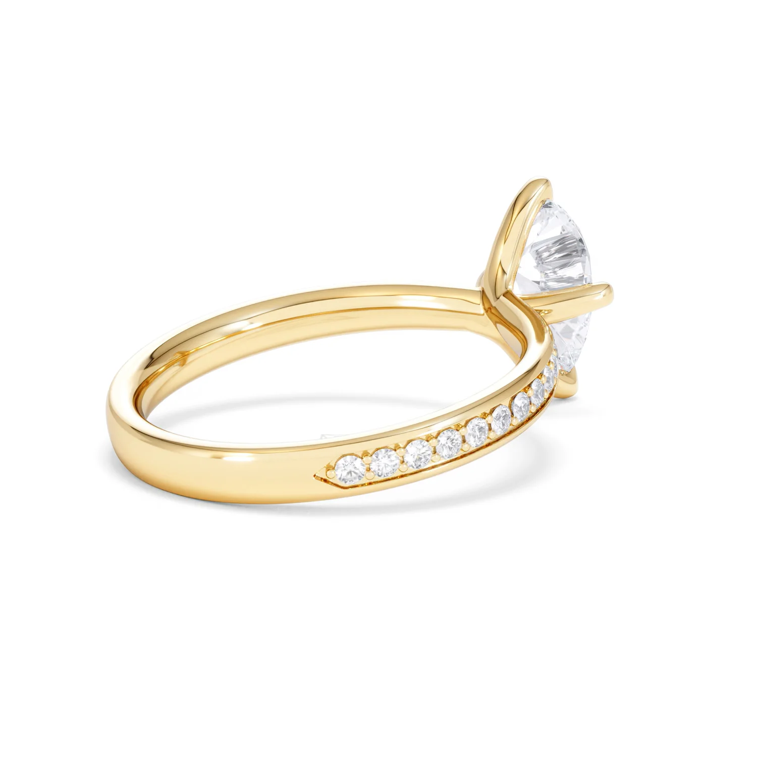 Origin Twist 1.00ct Pear Cut Lab Diamond Solitaire Engagement Ring with Side Stones in 18K Yellow Gold - Image 36