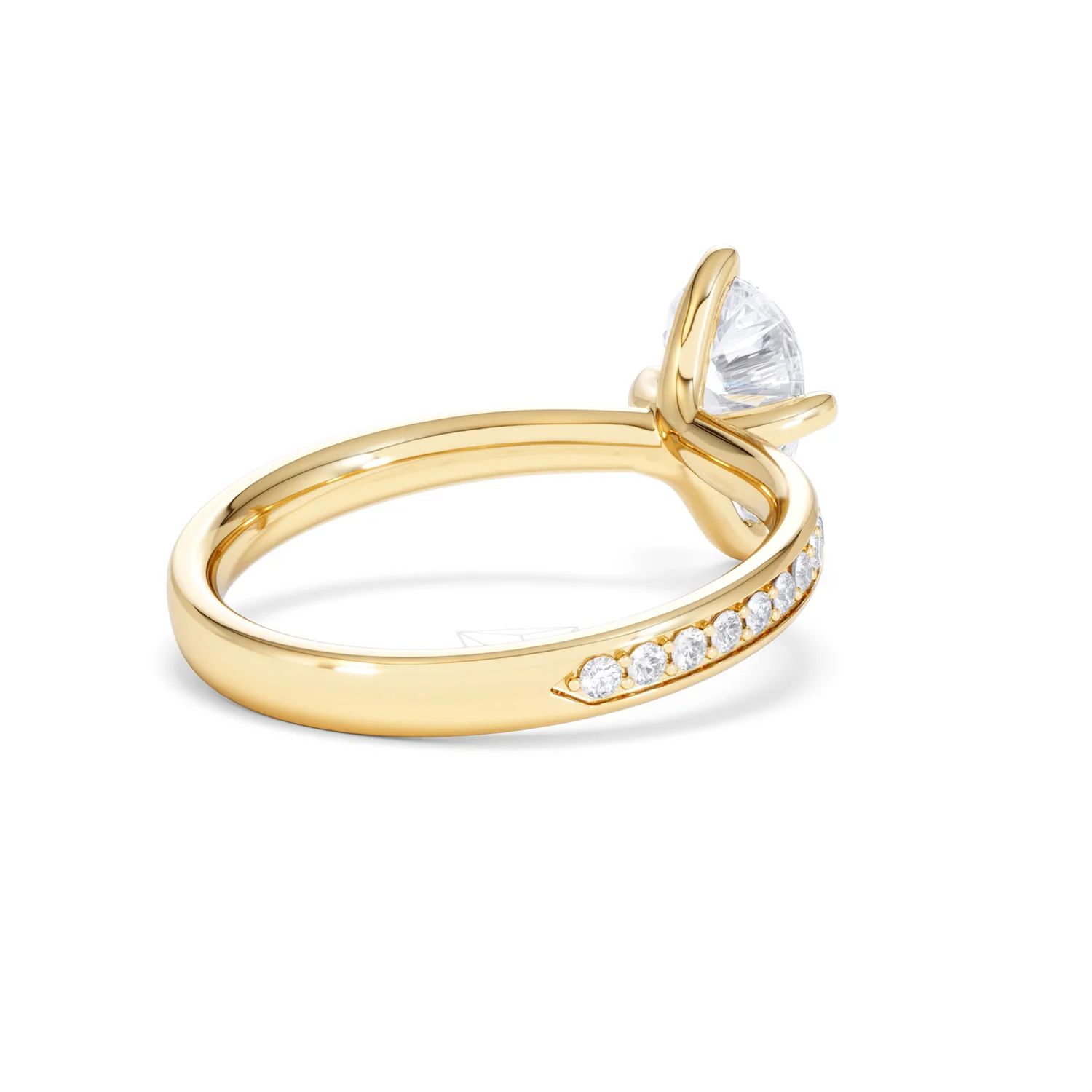 Origin Twist 1.00ct Pear Cut Lab Diamond Solitaire Engagement Ring with Side Stones in 18K Yellow Gold - Image 39