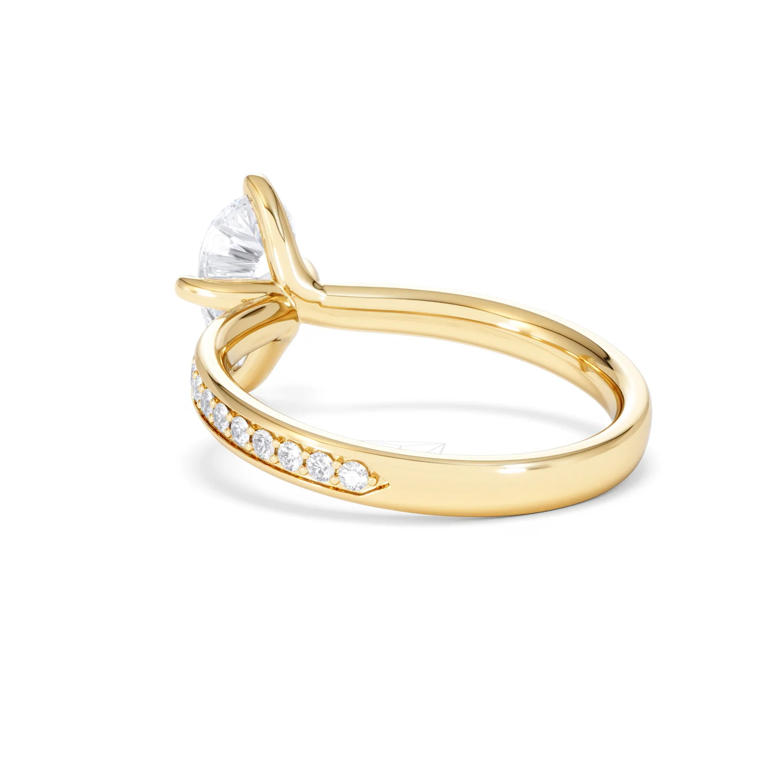 Origin Twist 1.00ct Pear Cut Lab Diamond Solitaire Engagement Ring with Side Stones in 18K Yellow Gold - Image 55