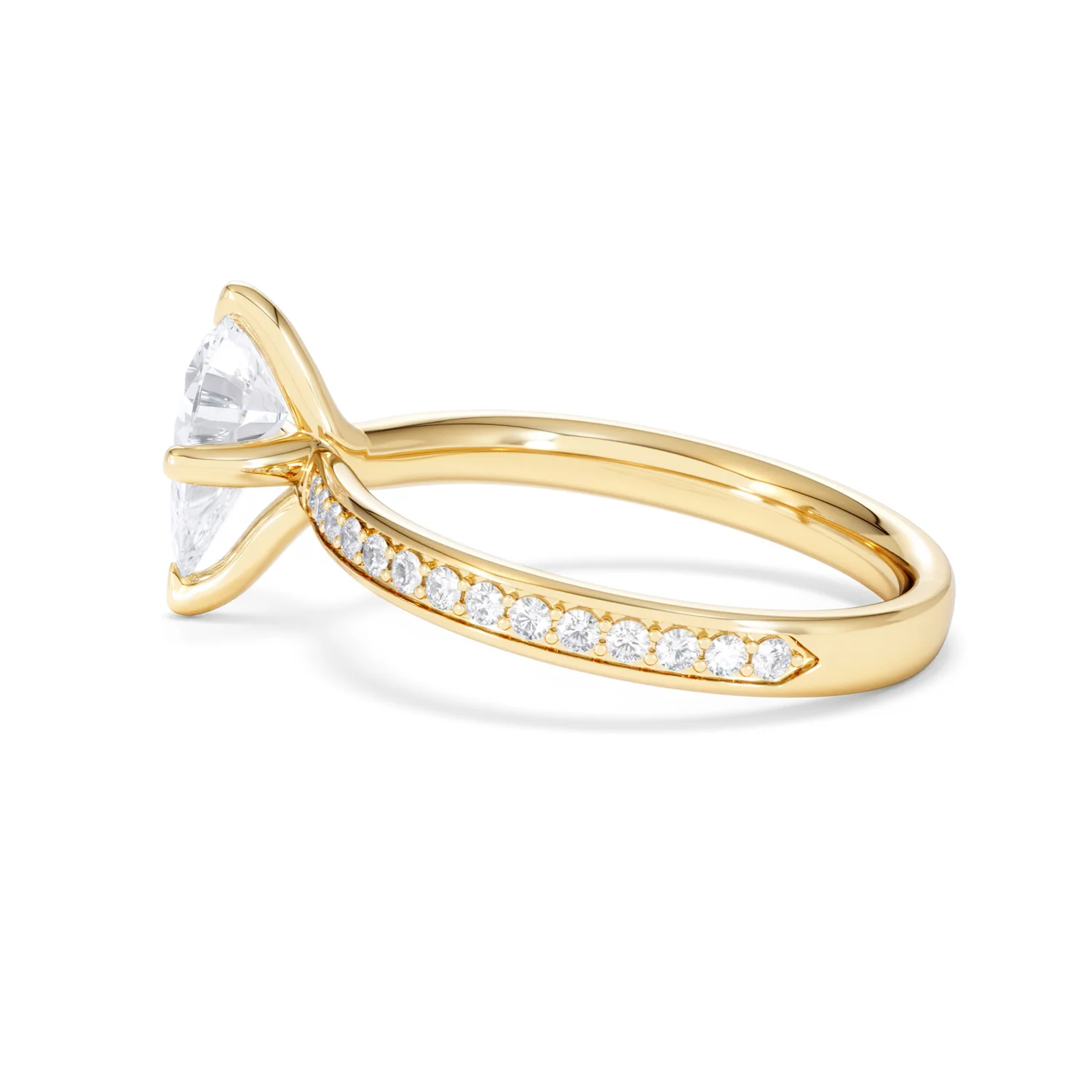 Origin Twist 1.00ct Pear Cut Lab Diamond Solitaire Engagement Ring with Side Stones in 18K Yellow Gold - Image 64