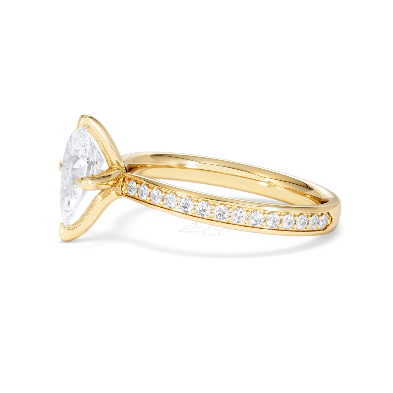 Origin Twist 1.00ct Pear Cut Lab Diamond Solitaire Engagement Ring with Side Stones in 18K Yellow Gold - Image 71