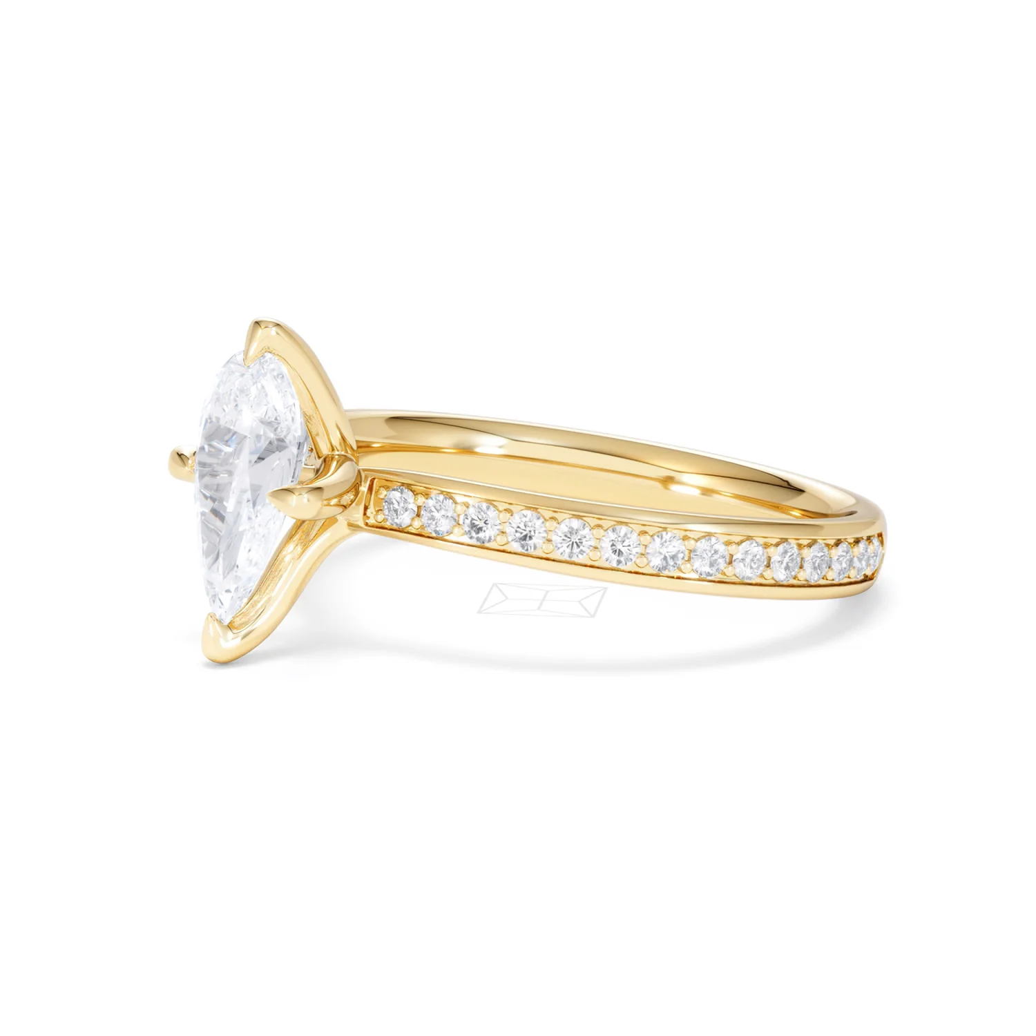 Origin Twist 1.00ct Pear Cut Lab Diamond Solitaire Engagement Ring with Side Stones in 18K Yellow Gold - Image 75