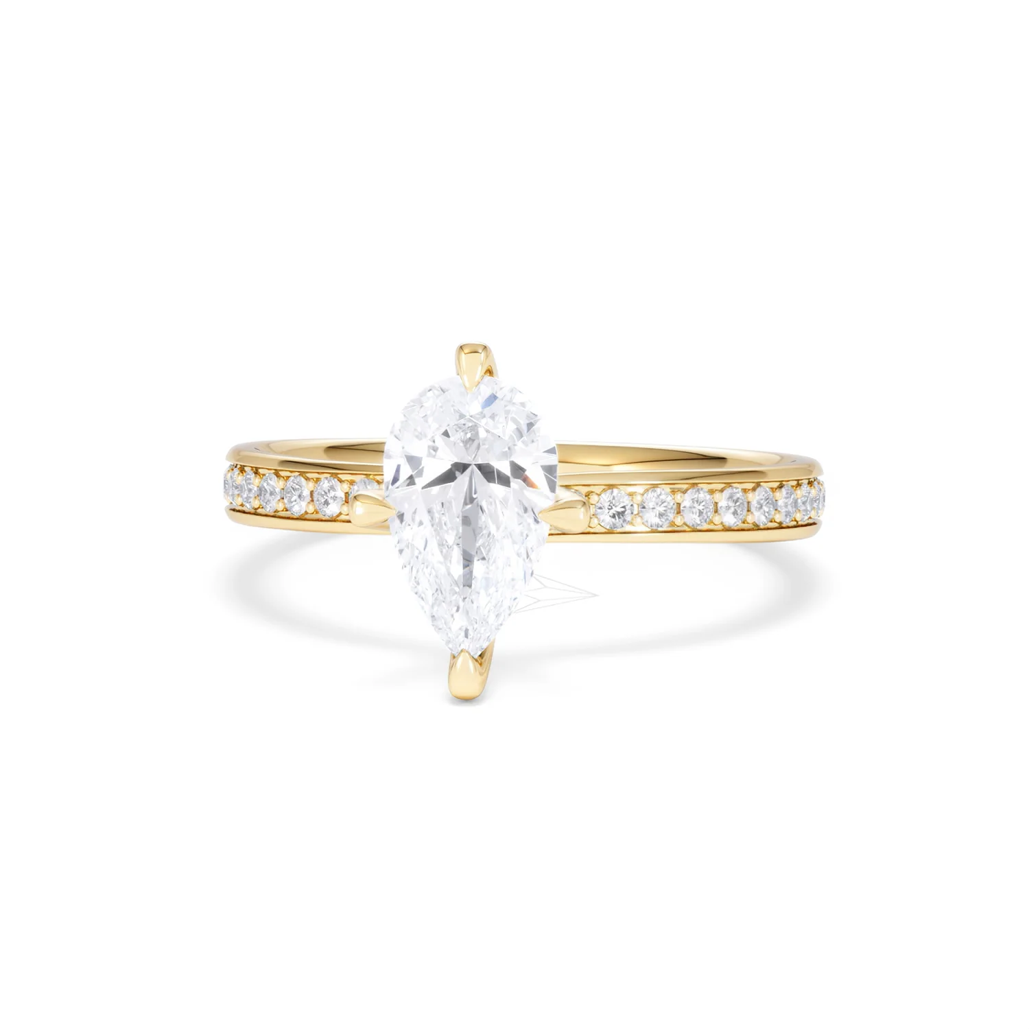 Origin Twist 1.00ct Pear Cut Lab Diamond Solitaire Engagement Ring with Side Stones in 18K Yellow Gold - Image 85