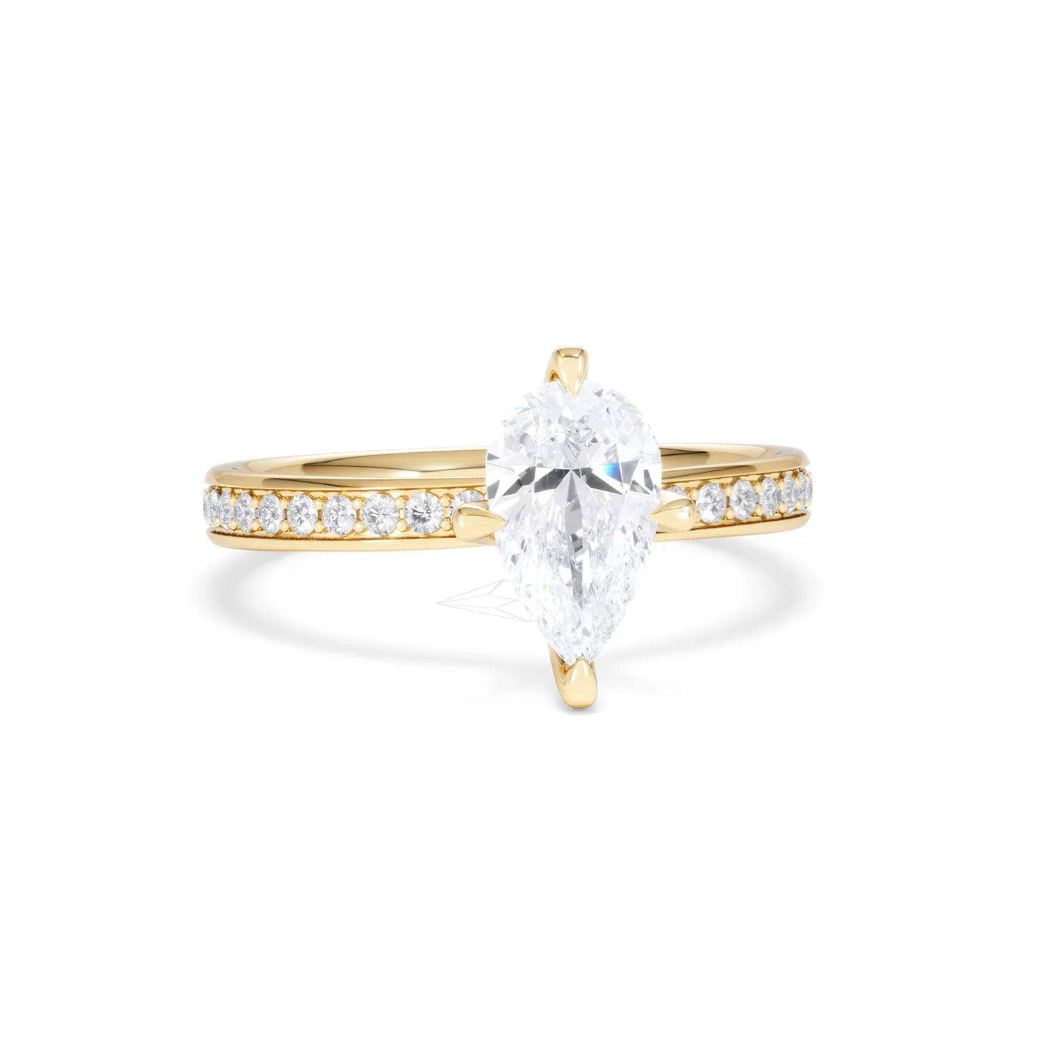 Origin Twist 1.00ct Pear Cut Lab Diamond Solitaire Engagement Ring with Side Stones in 18K Yellow Gold - Image 9