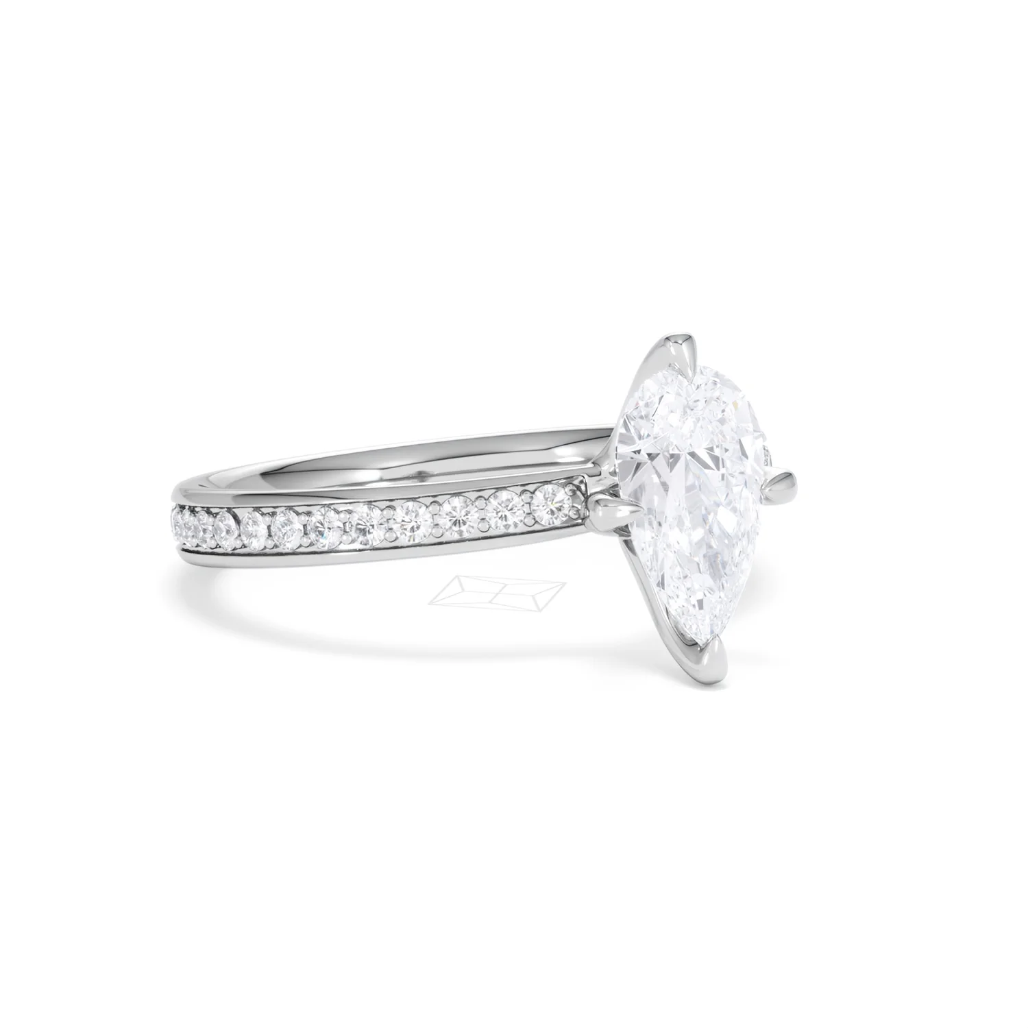 Origin Twist 1.00ct Pear Cut Lab Diamond Solitaire Engagement Ring with Side Stones in Platinum - Image 14