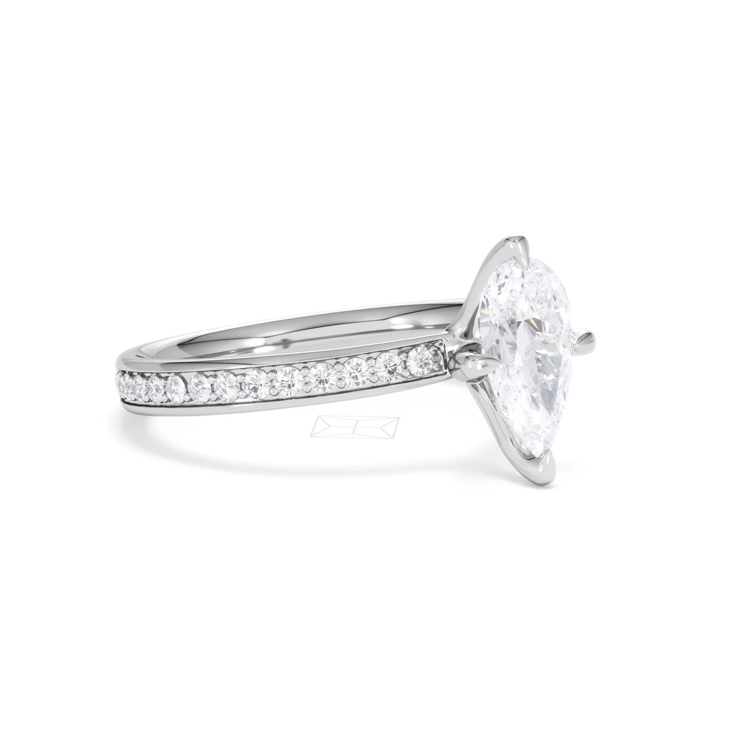 Origin Twist 1.00ct Pear Cut Lab Diamond Solitaire Engagement Ring with Side Stones in Platinum - Image 16