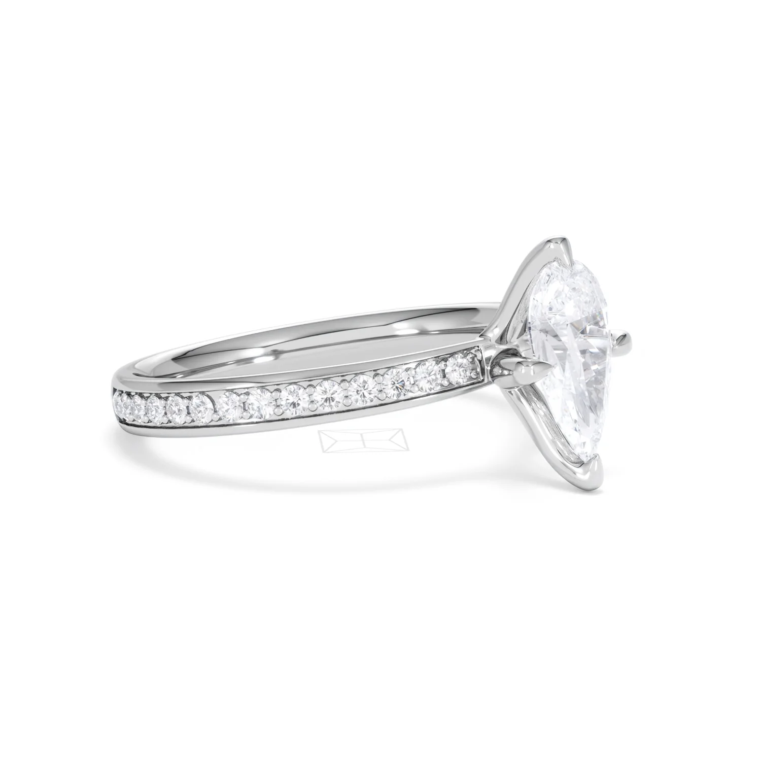 Origin Twist 1.00ct Pear Cut Lab Diamond Solitaire Engagement Ring with Side Stones in Platinum - Image 18
