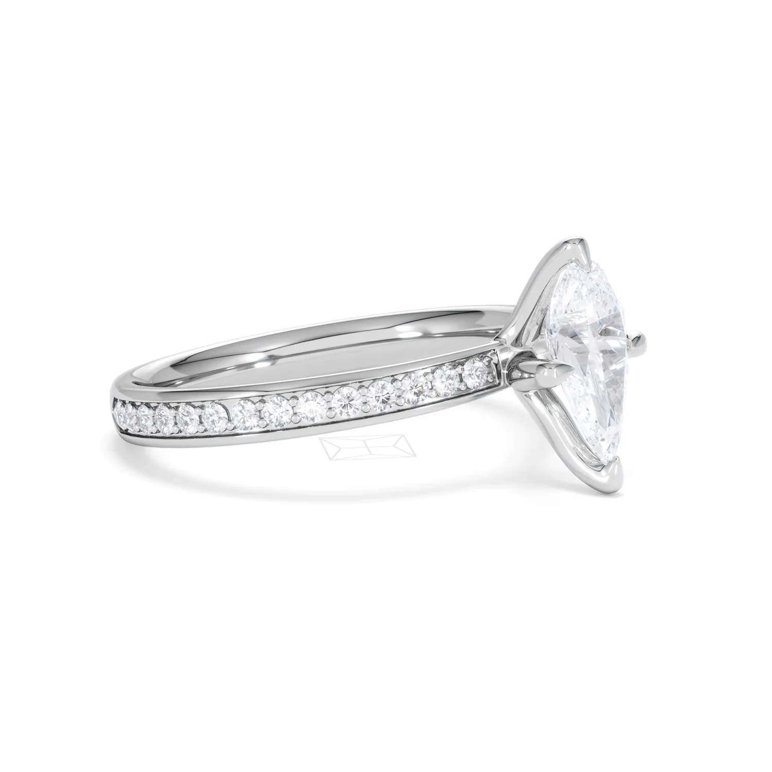 Origin Twist 1.00ct Pear Cut Lab Diamond Solitaire Engagement Ring with Side Stones in Platinum - Image 19