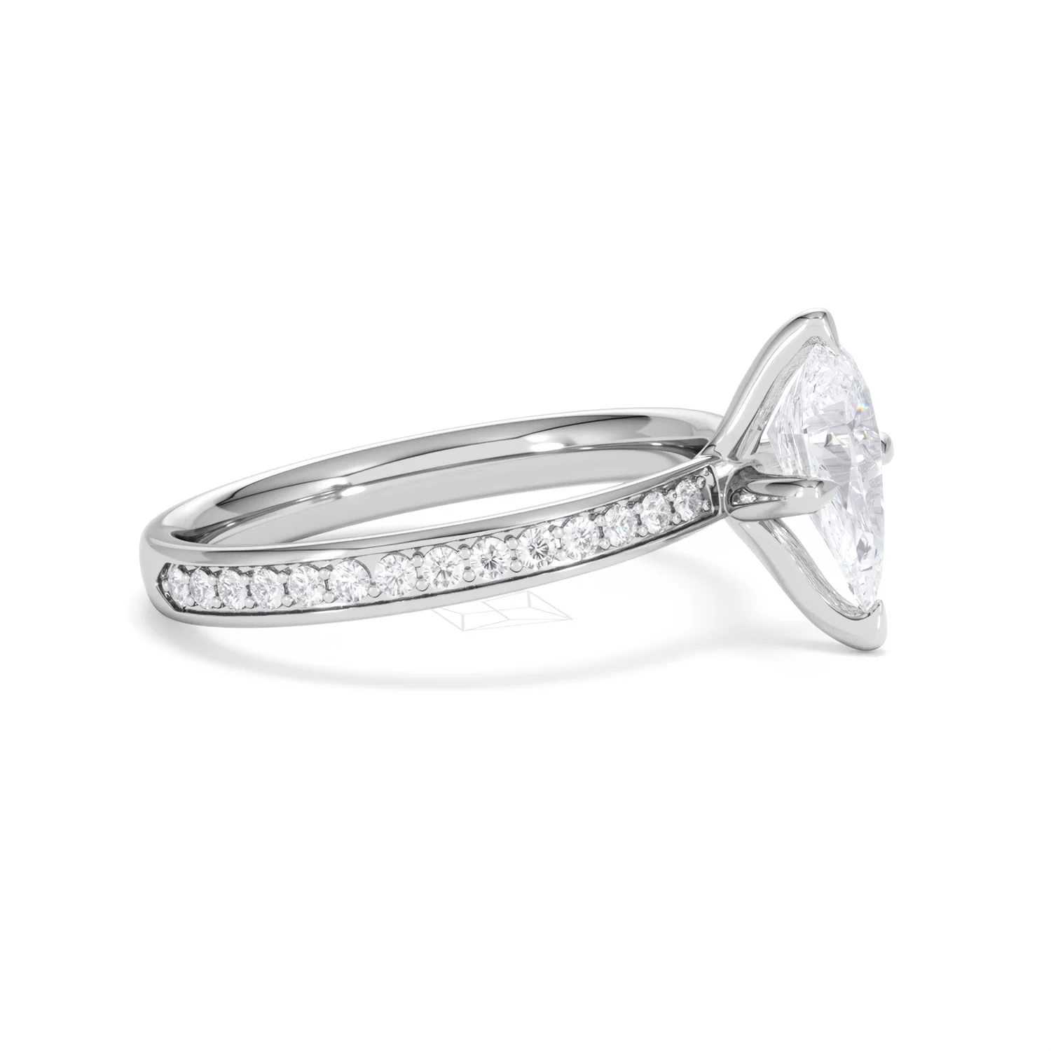 Origin Twist 1.00ct Pear Cut Lab Diamond Solitaire Engagement Ring with Side Stones in Platinum - Image 22