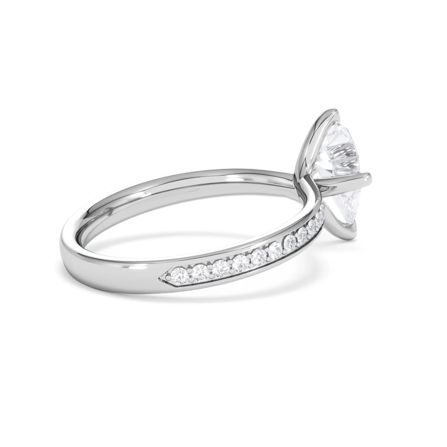 Origin Twist 1.00ct Pear Cut Lab Diamond Solitaire Engagement Ring with Side Stones in Platinum - Image 34