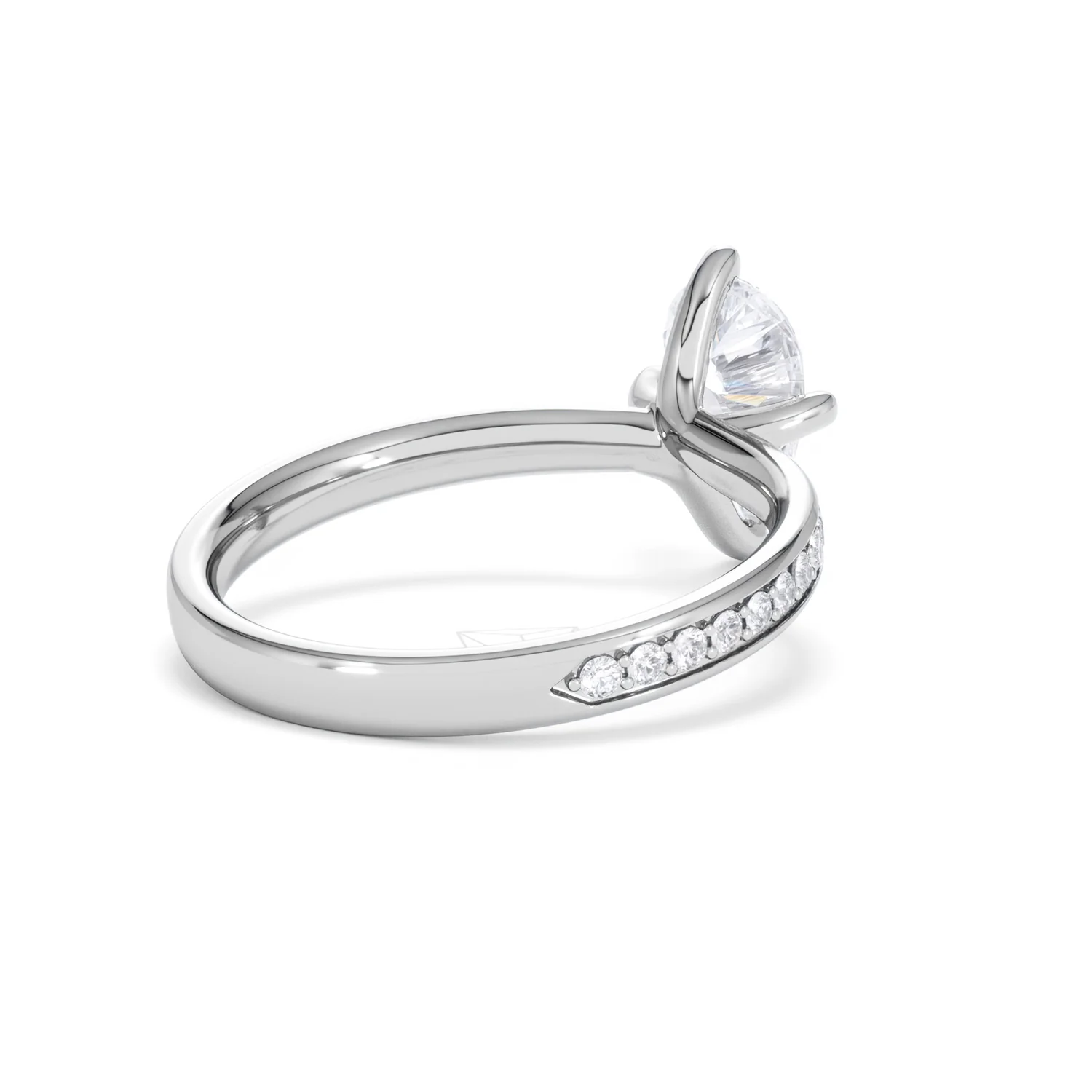 Origin Twist 1.00ct Pear Cut Lab Diamond Solitaire Engagement Ring with Side Stones in Platinum - Image 39