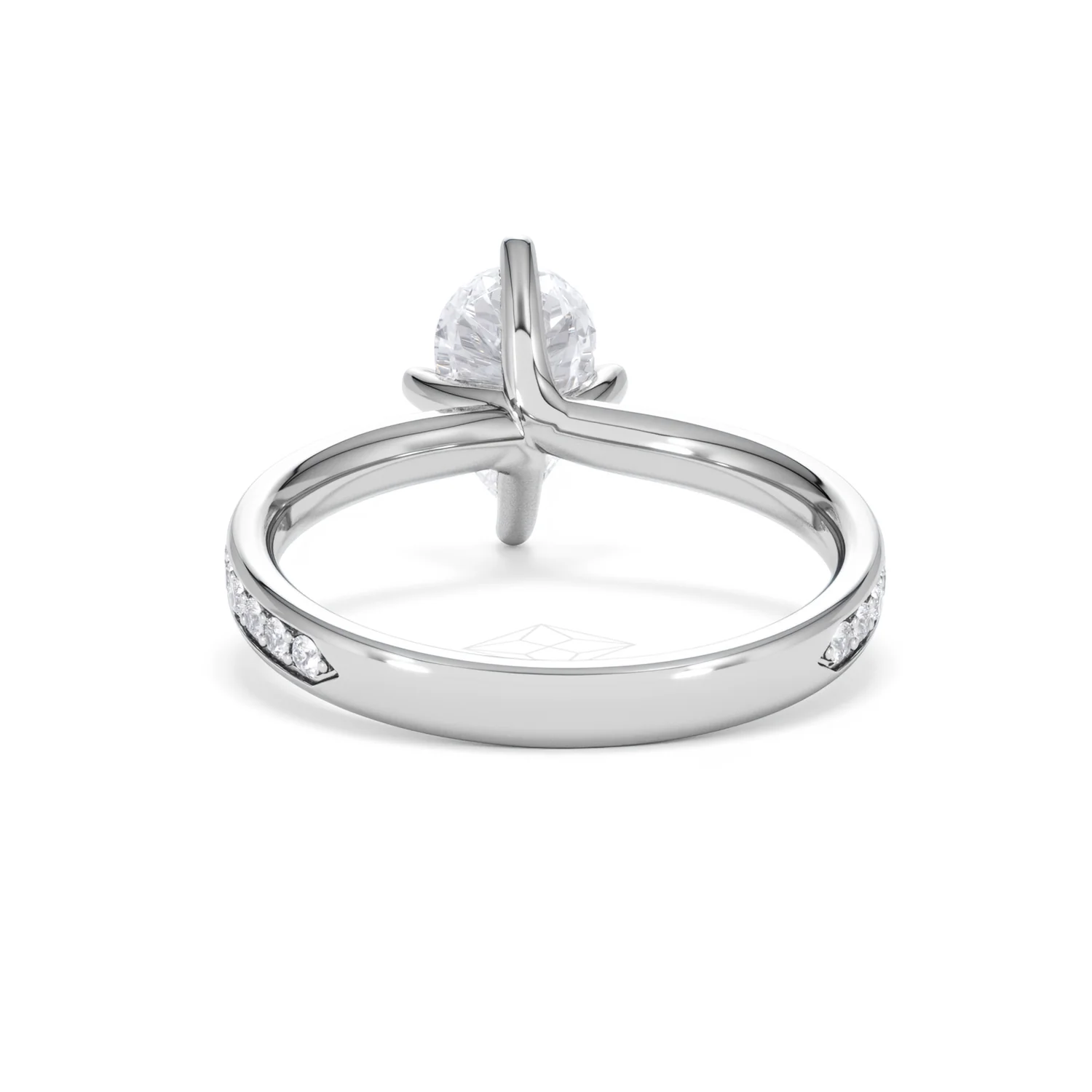 Origin Twist 1.00ct Pear Cut Lab Diamond Solitaire Engagement Ring with Side Stones in Platinum - Image 48