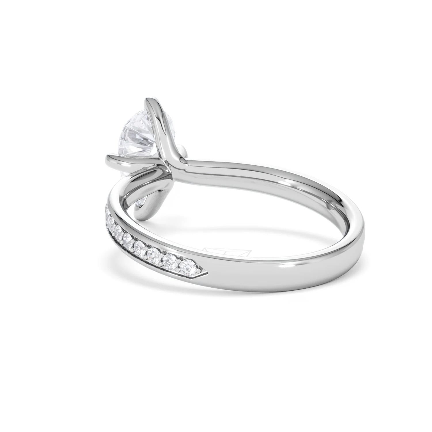 Origin Twist 1.00ct Pear Cut Lab Diamond Solitaire Engagement Ring with Side Stones in Platinum - Image 54