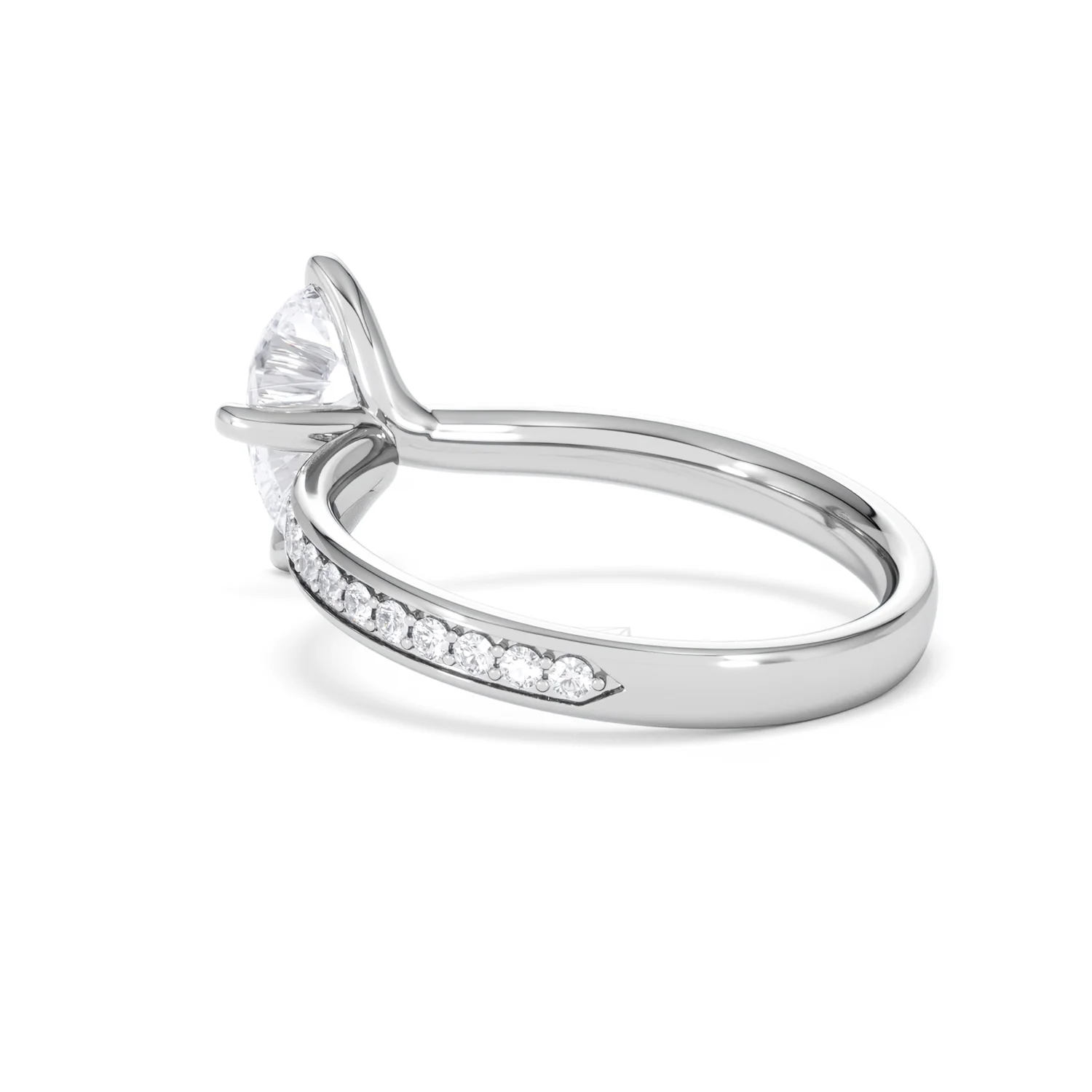Origin Twist 1.00ct Pear Cut Lab Diamond Solitaire Engagement Ring with Side Stones in Platinum - Image 57