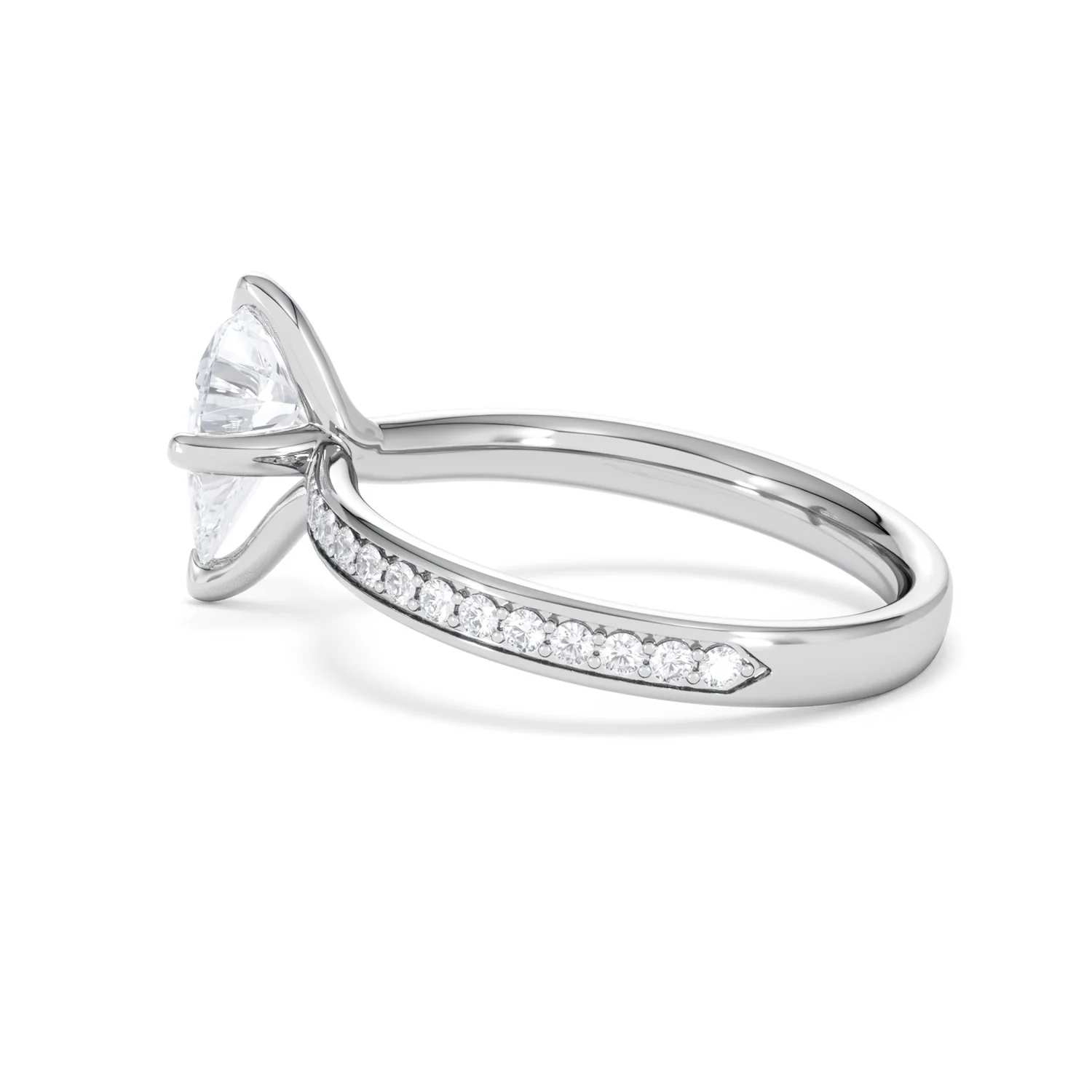 Origin Twist 1.00ct Pear Cut Lab Diamond Solitaire Engagement Ring with Side Stones in Platinum - Image 62