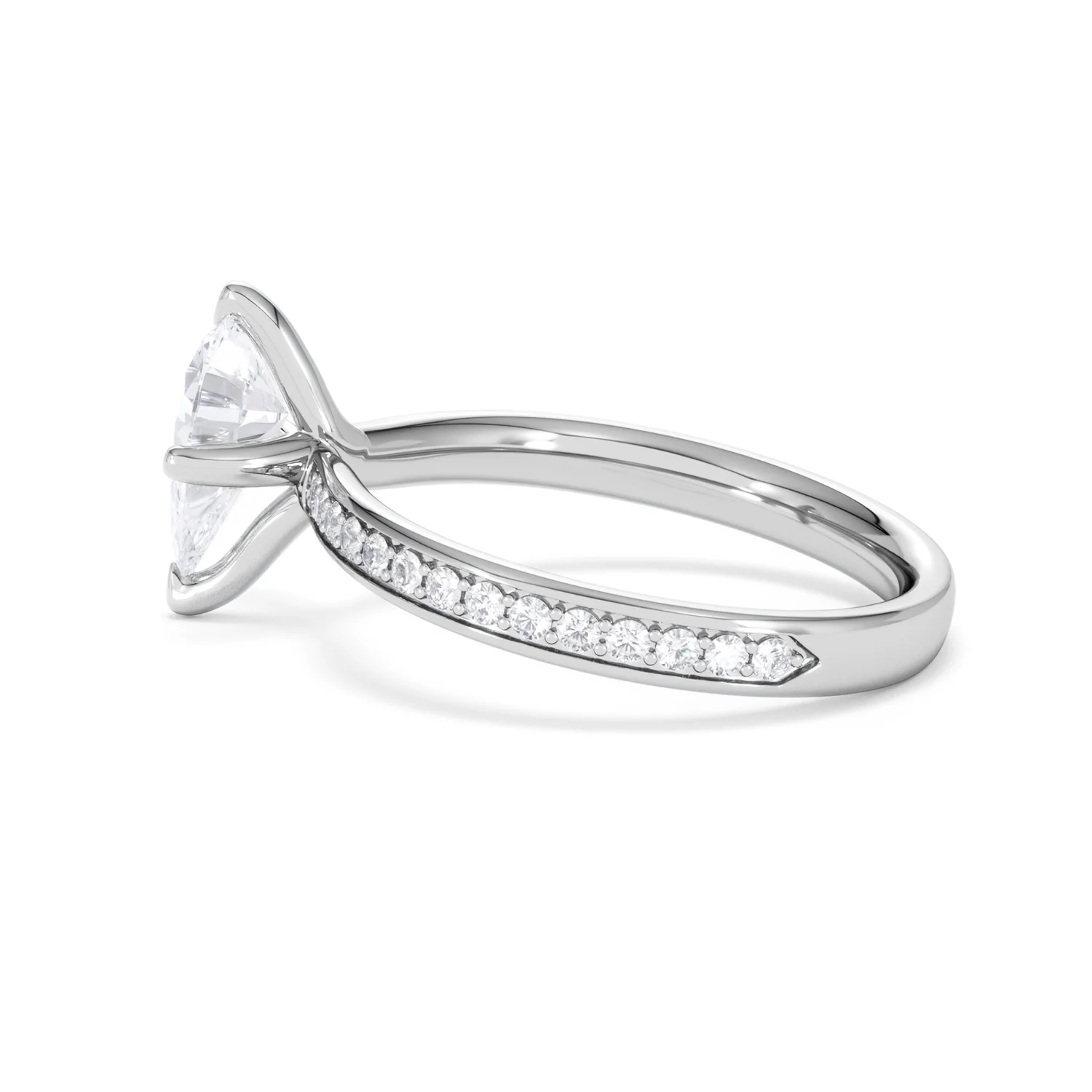 Origin Twist 1.00ct Pear Cut Lab Diamond Solitaire Engagement Ring with Side Stones in Platinum - Image 64