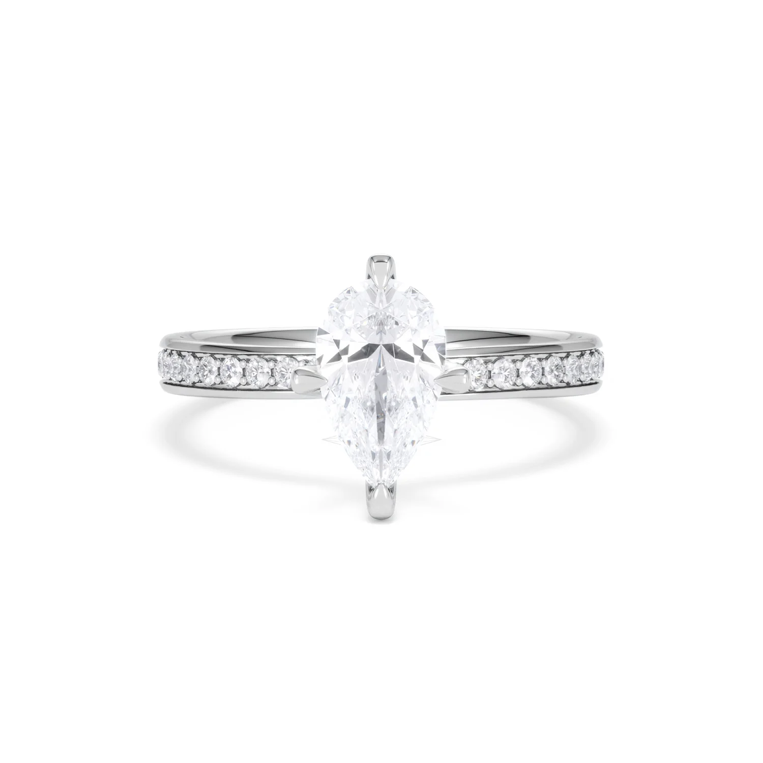 Origin Twist 1.00ct Pear Cut Lab Diamond Solitaire Engagement Ring with Side Stones in Platinum - Image 7